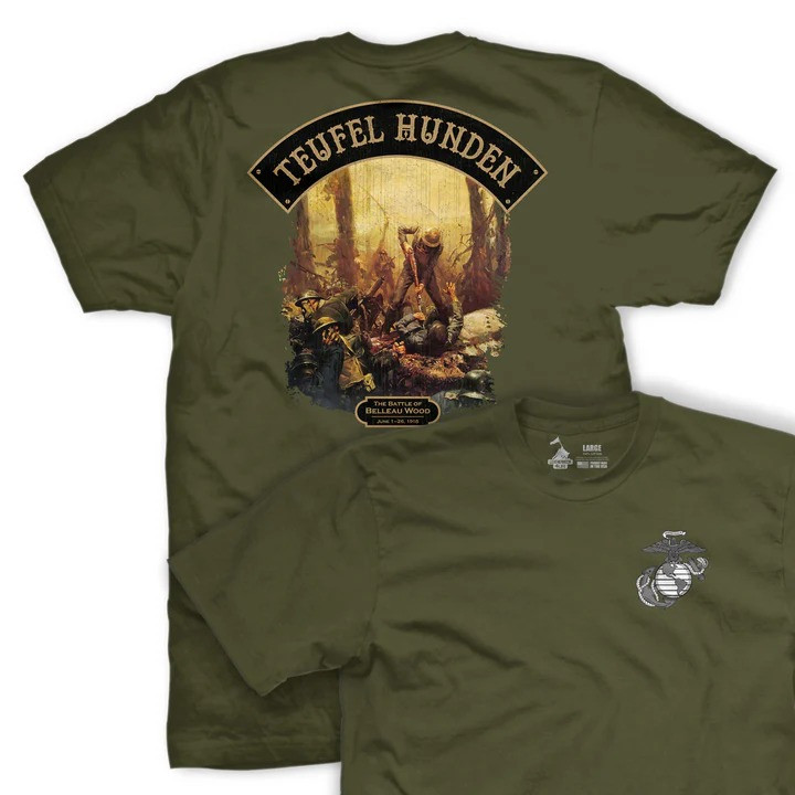 Belleau Wood Mural T Shirt Marine Corps Battlefield History Apparel Gift For Veterans