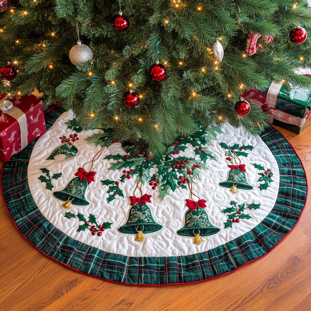 Bells Ringing Christmas Quilted Tree Skirt Xmas Tree Decor Christmas Gift Ideas 2025