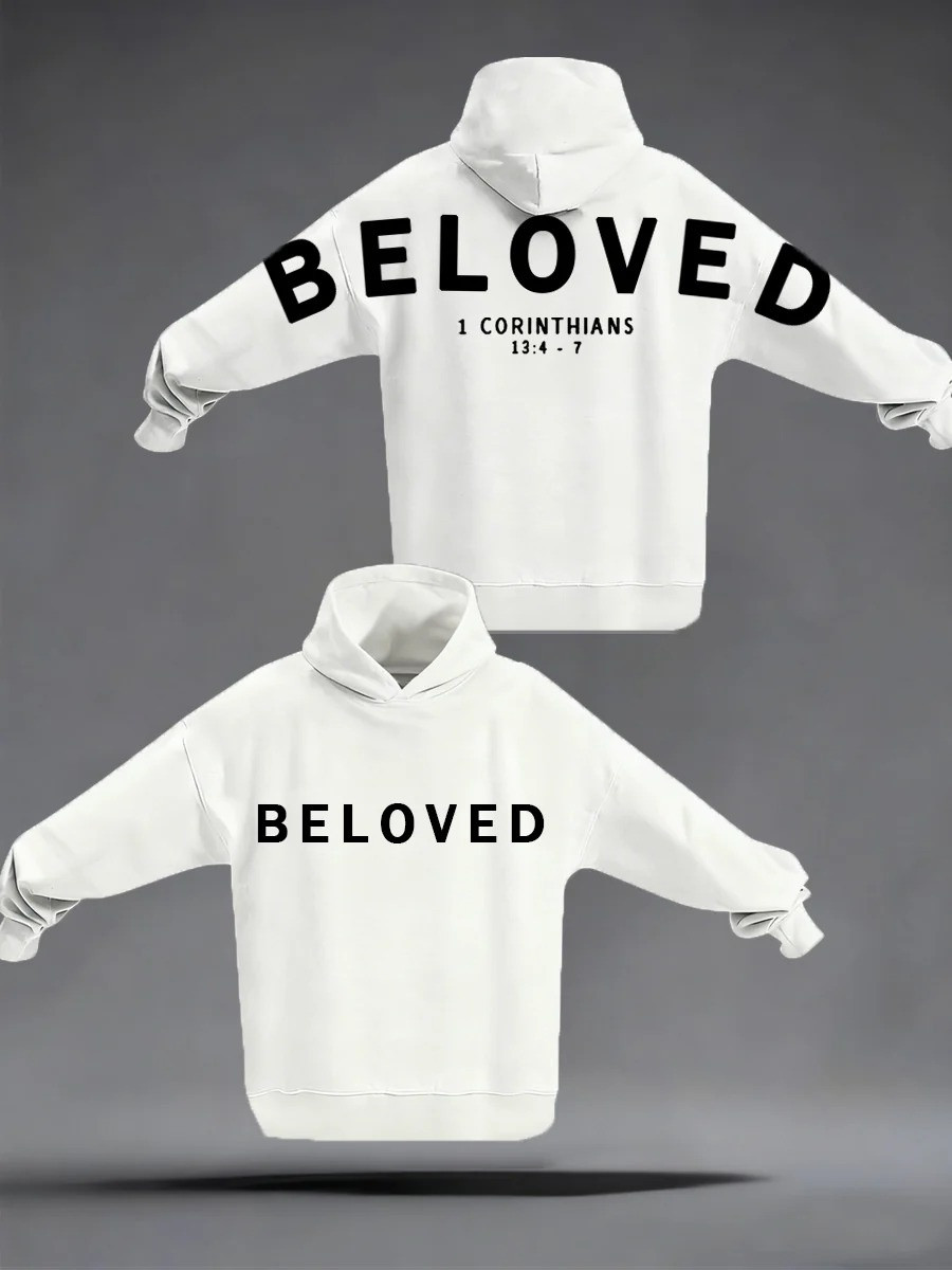 Beloved 1 Corinthians 13 Oversized Hoodie Men Christian Faith Apparel Best Gift Ideas