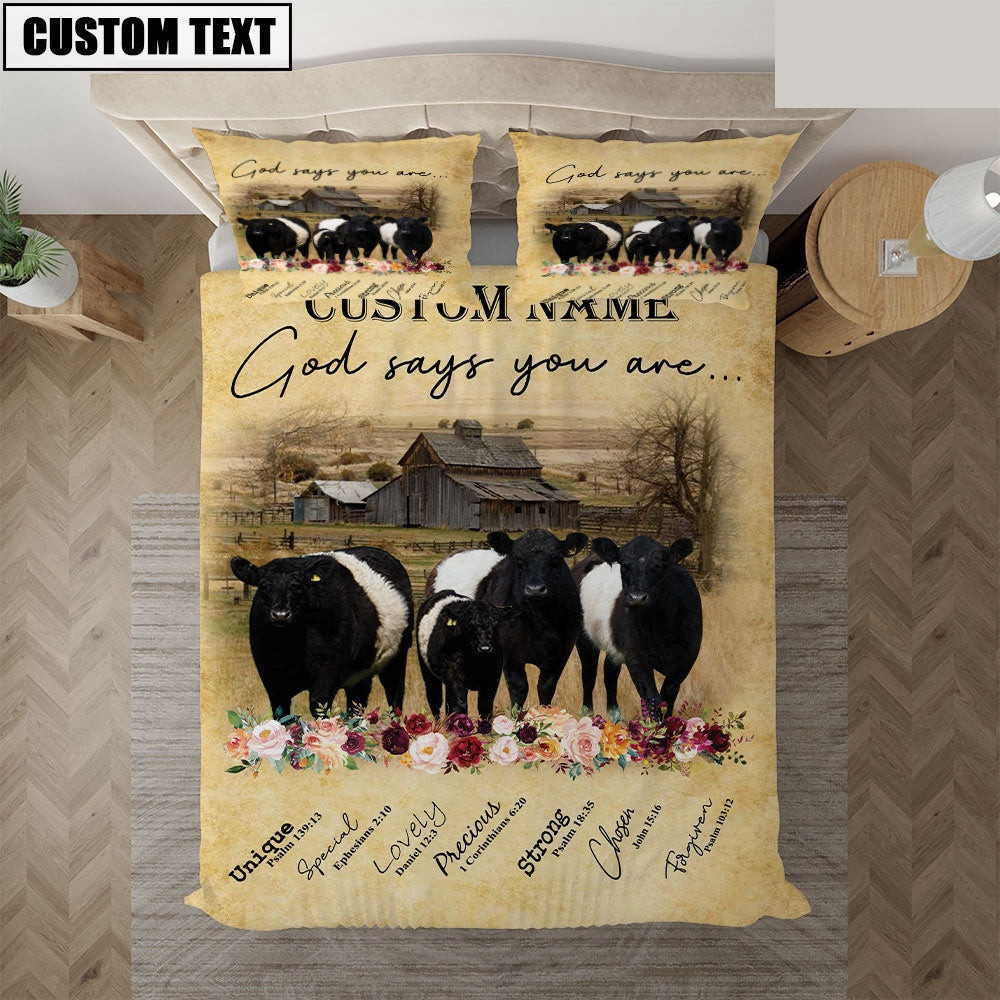 Belted Galloway God Says You Are Custom Name Bedding Set Thoughtful Wedding Gifts