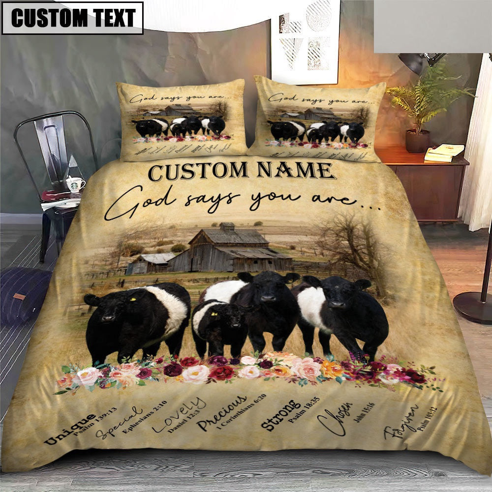 Belted Galloway God Says You Are Custom Name Bedding Set Thoughtful Wedding Gifts