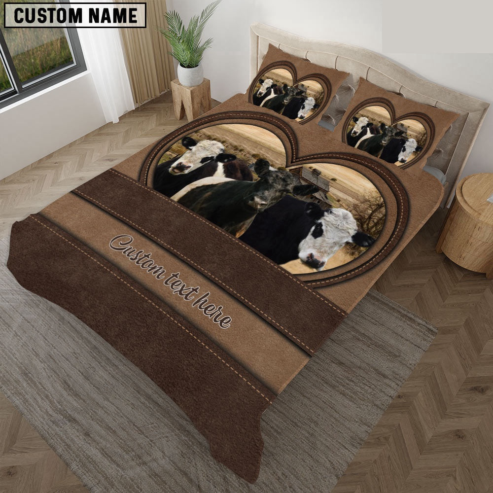 Belted Galloway In Heart Custom Name Bedding Set Thoughtful Wedding Gifts
