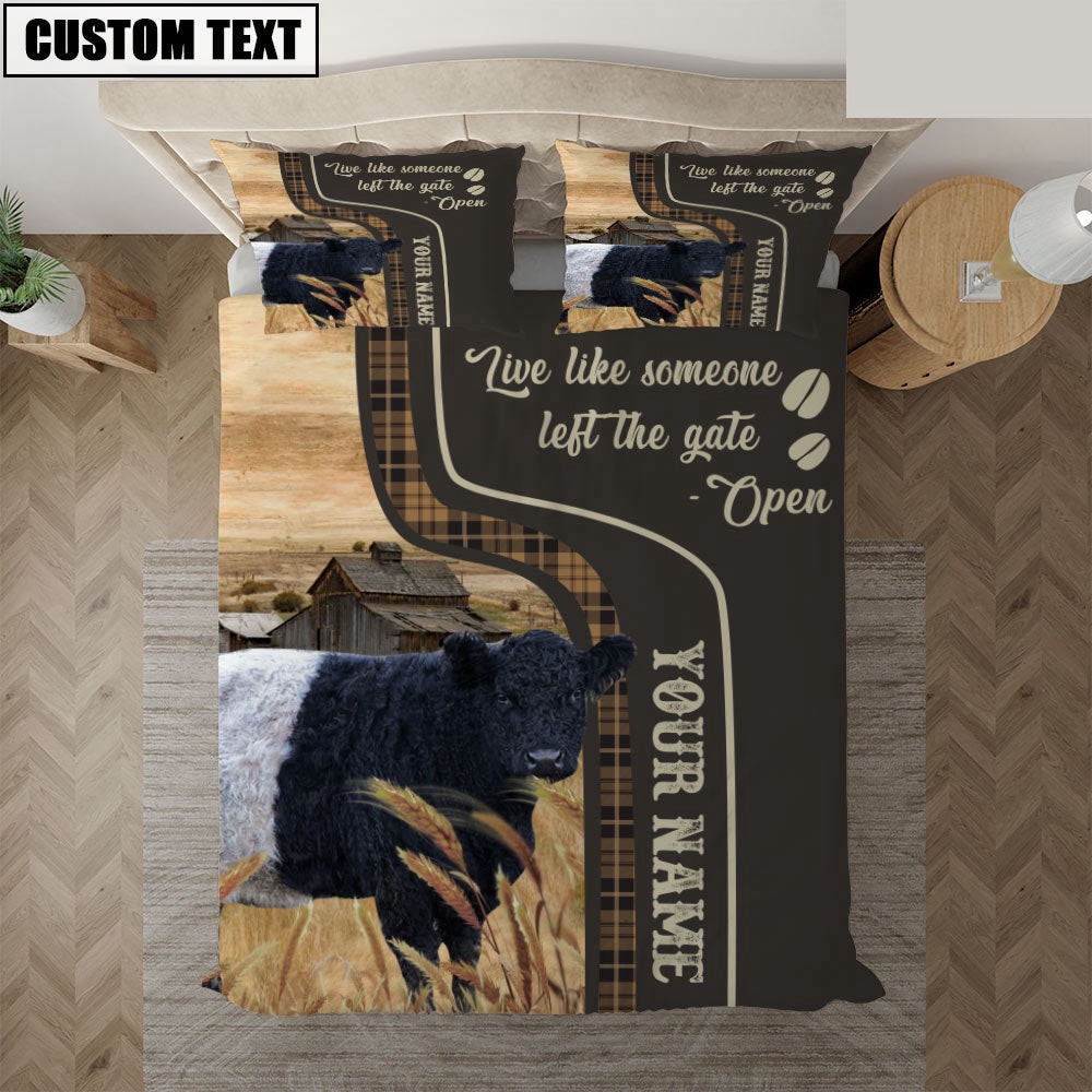 Belted Galloway Like Someone Left The Gate Open Customized Name Bedding Set Couple Gifts