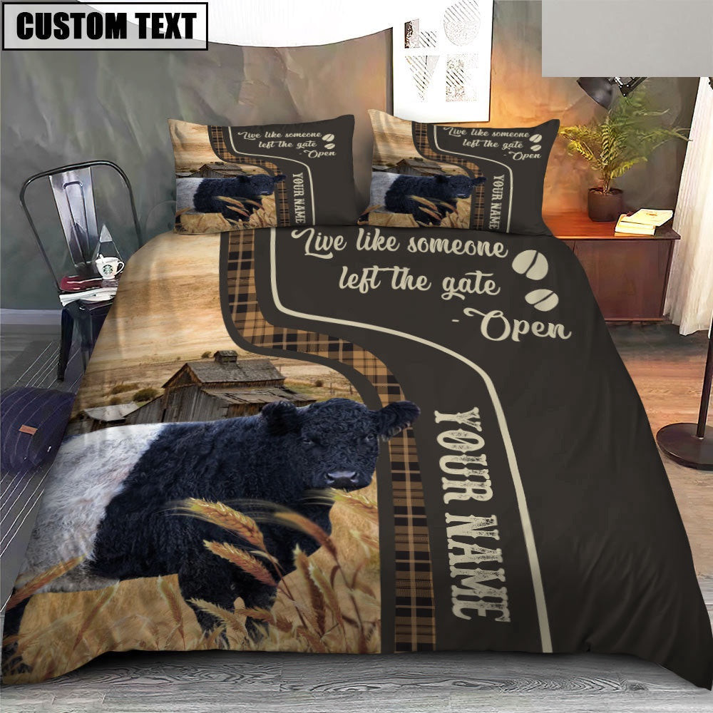 Belted Galloway Like Someone Left The Gate Open Customized Name Bedding Set Couple Gifts