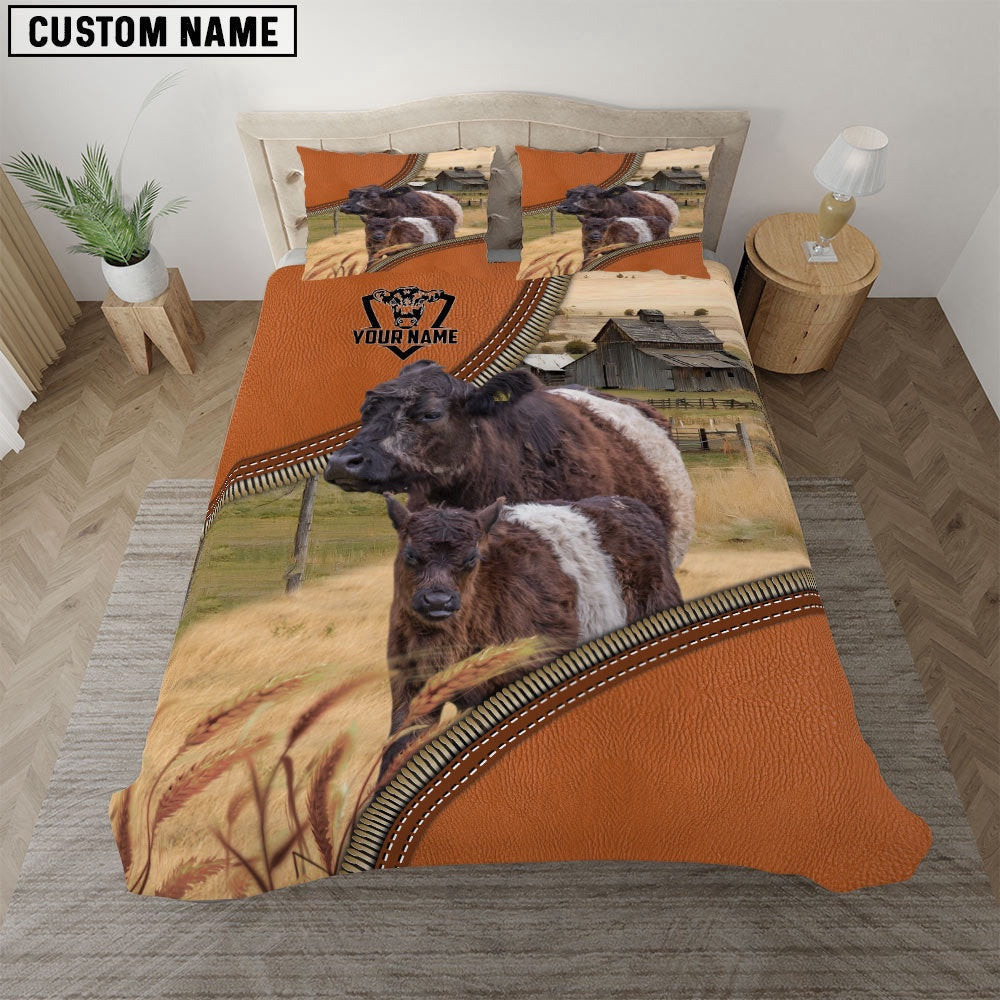Belted Galloway On The Farm Customized Name 3D Bedding Set Thoughtful Wedding Gifts