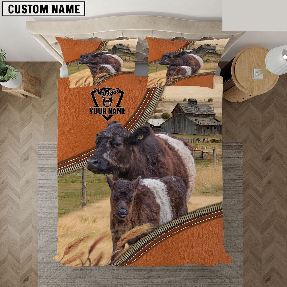 Belted Galloway On The Farm Customized Name 3D Bedding Set Thoughtful Wedding Gifts
