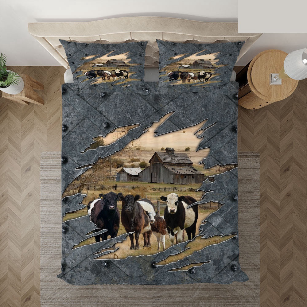 Belted Galloway On The Farm Customized Name Bedding Set Thoughtful Wedding Gifts