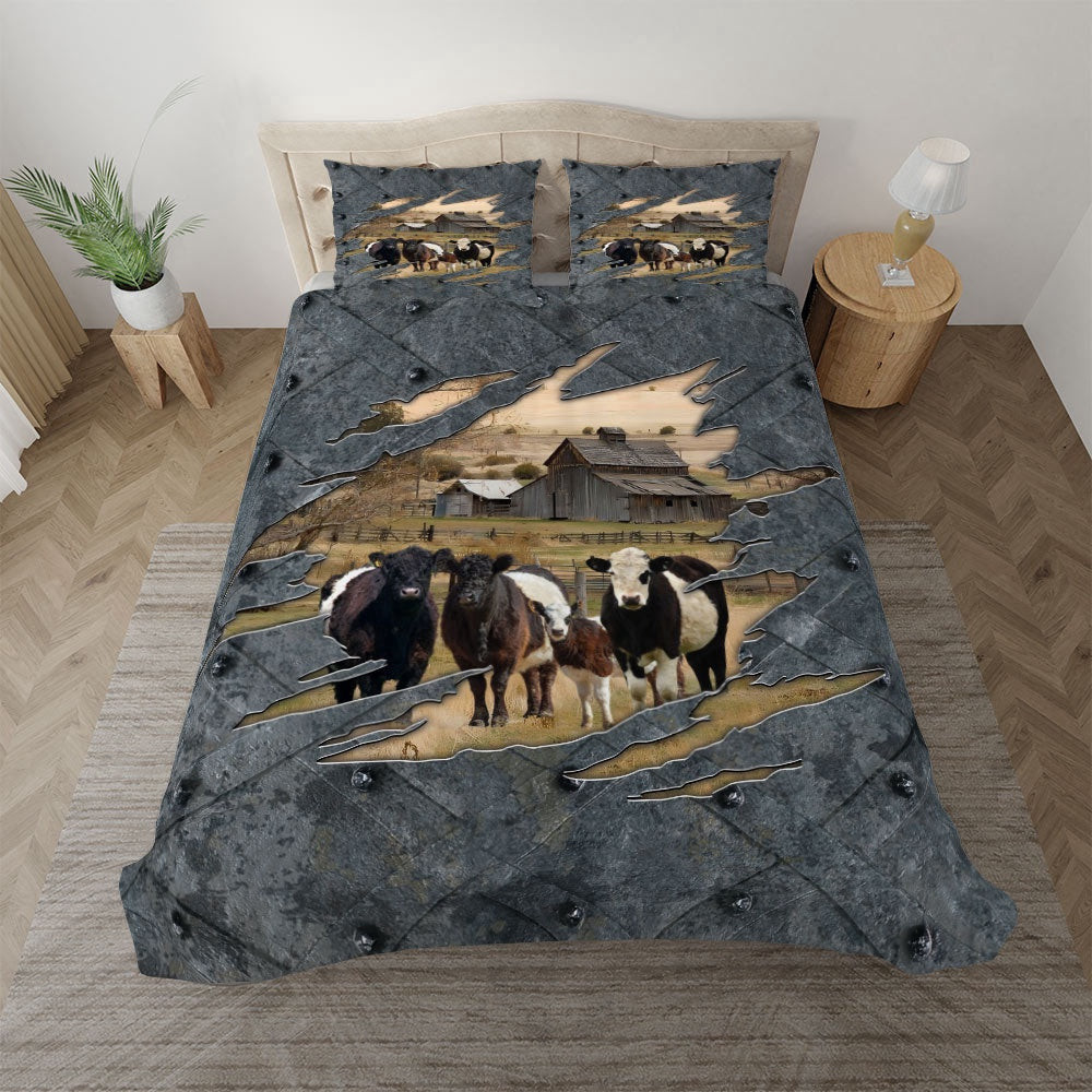 Belted Galloway On The Farm Customized Name Bedding Set Thoughtful Wedding Gifts