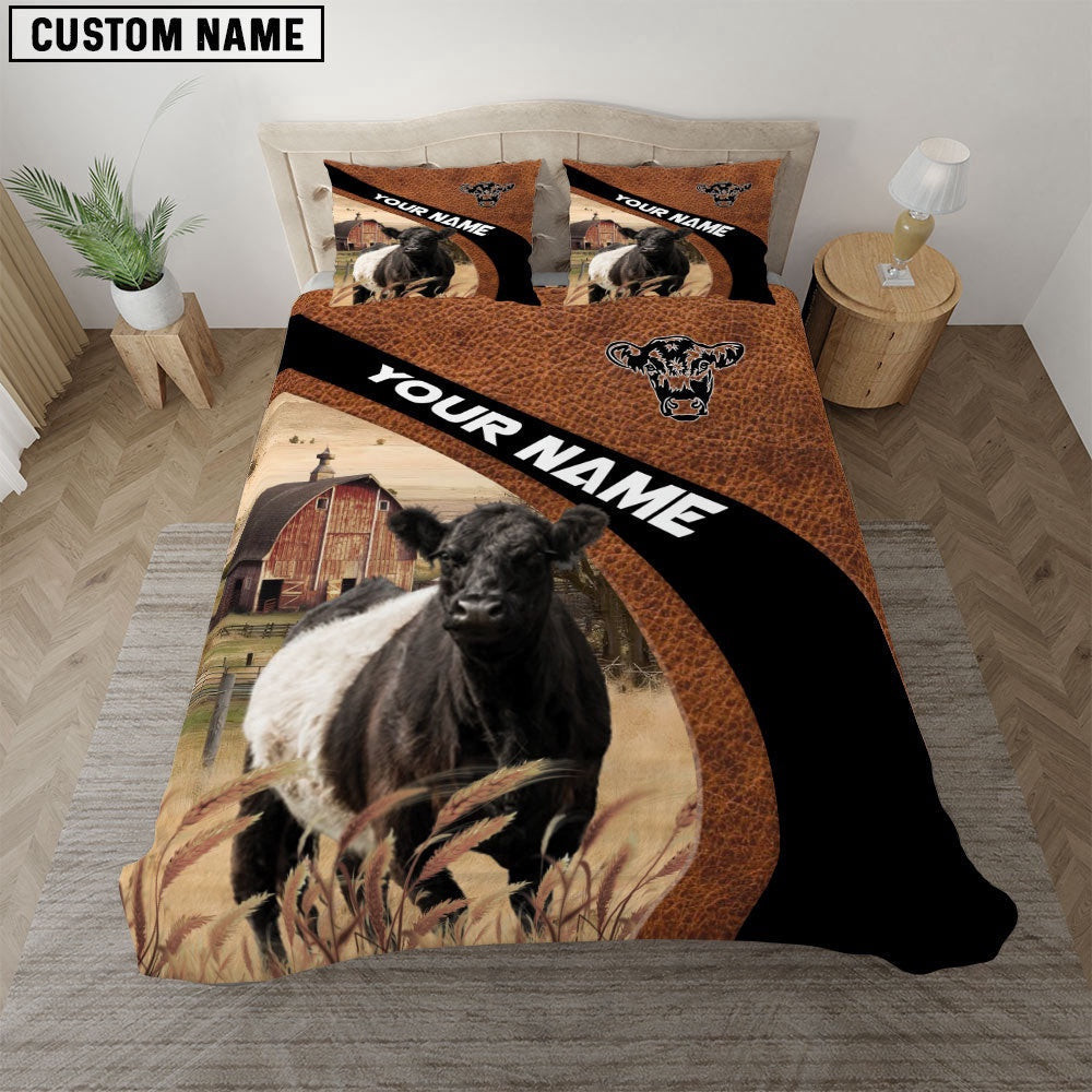 Belted Galloway On The Farm Customized Name Red Barn Bedding Set Thoughtful Wedding Gifts