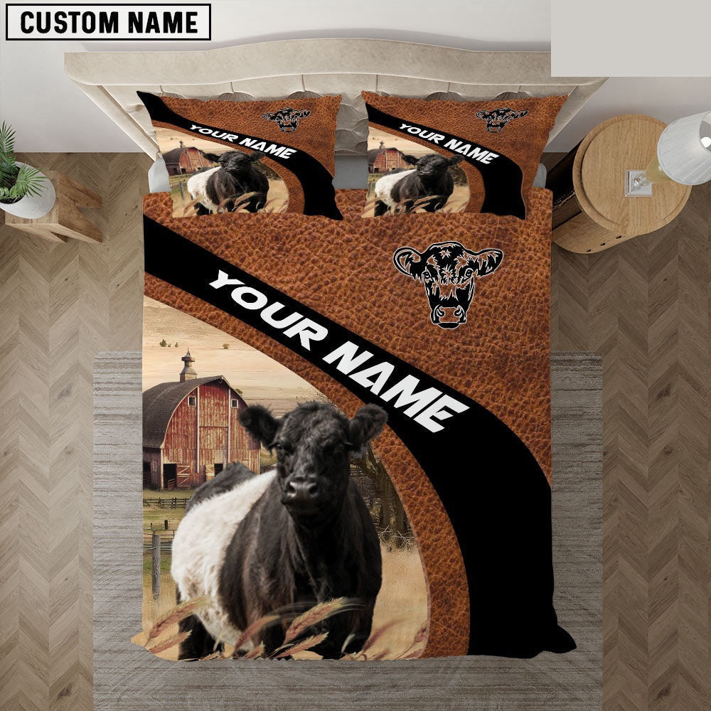 Belted Galloway On The Farm Customized Name Red Barn Bedding Set Thoughtful Wedding Gifts