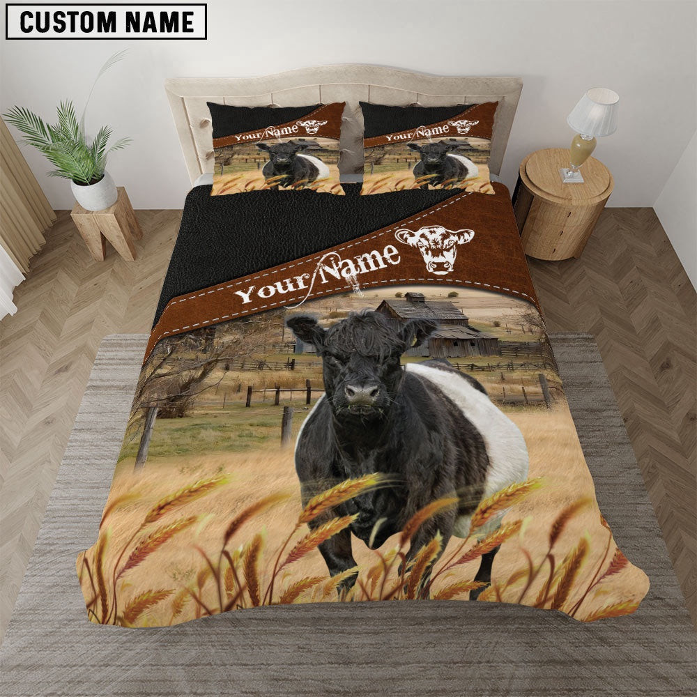 Belted Galloway On The Field Customized Name Bedding Set Thoughtful Wedding Gifts