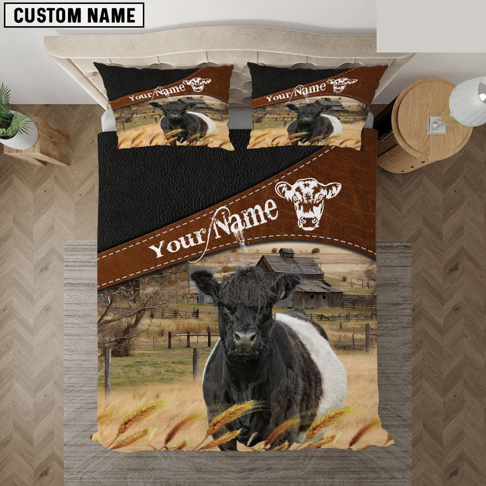 Belted Galloway On The Field Customized Name Bedding Set Thoughtful Wedding Gifts