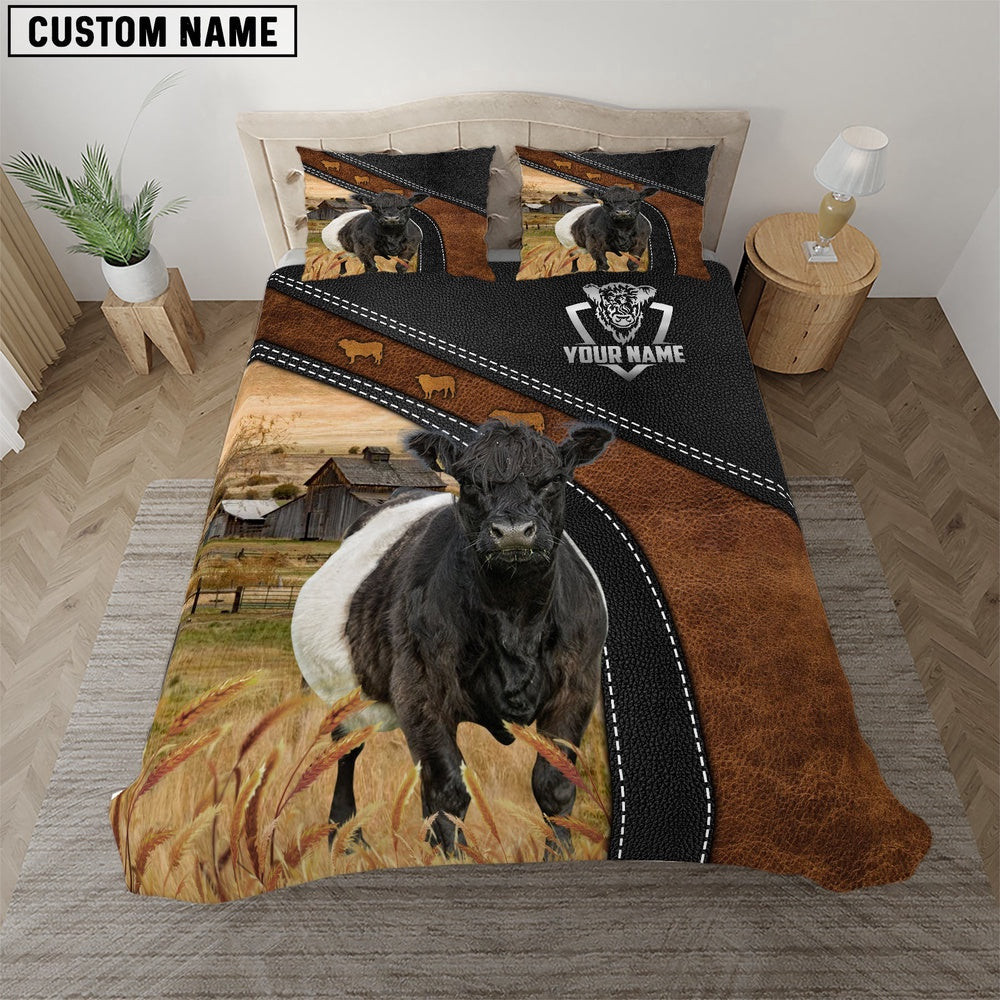 Belted Galloway Pattern Customized Name Bedding Set Thoughtful Wedding Gifts