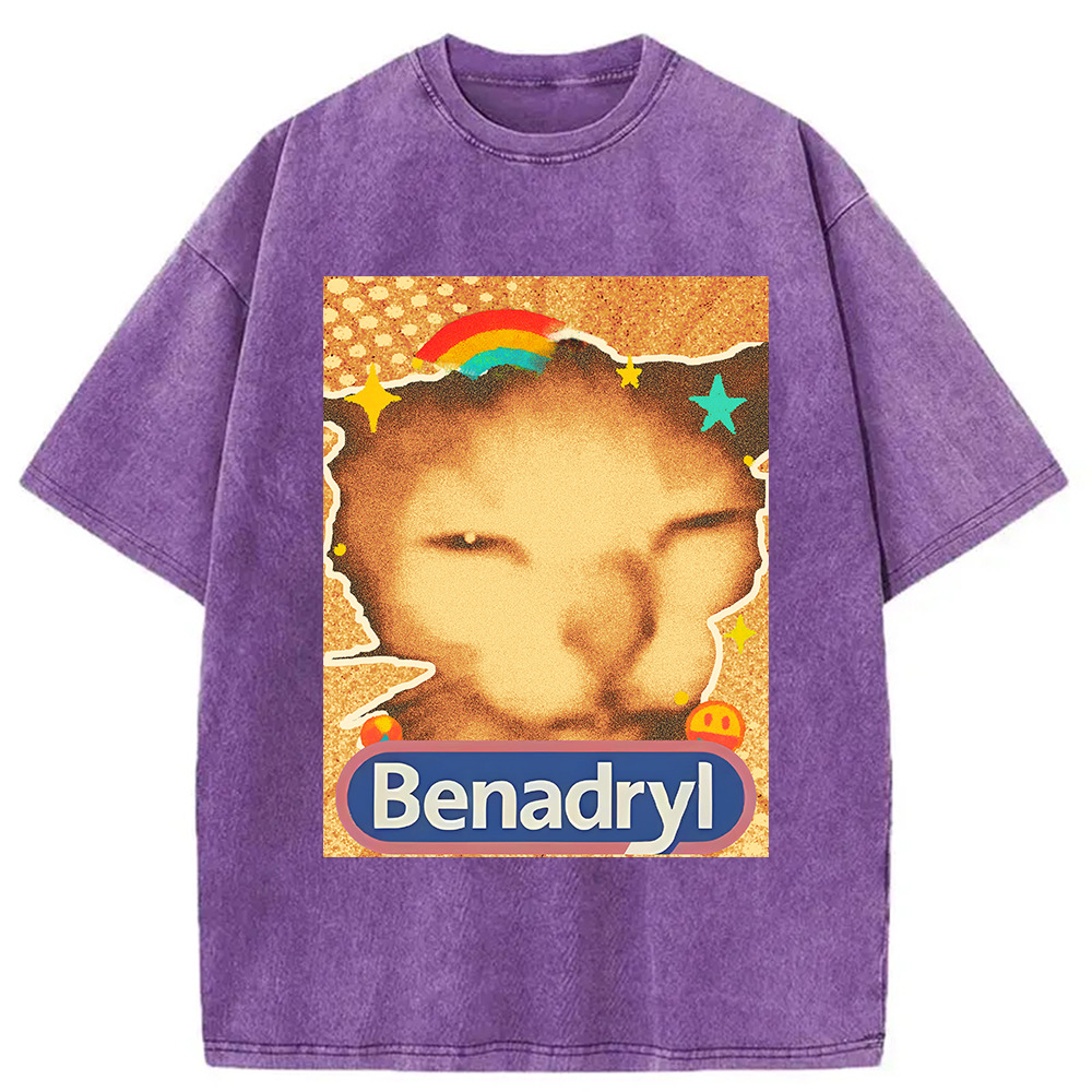 Benadryl Cat Washed T-Shirt Retro Humor Outfit Idea Gifts For Besties