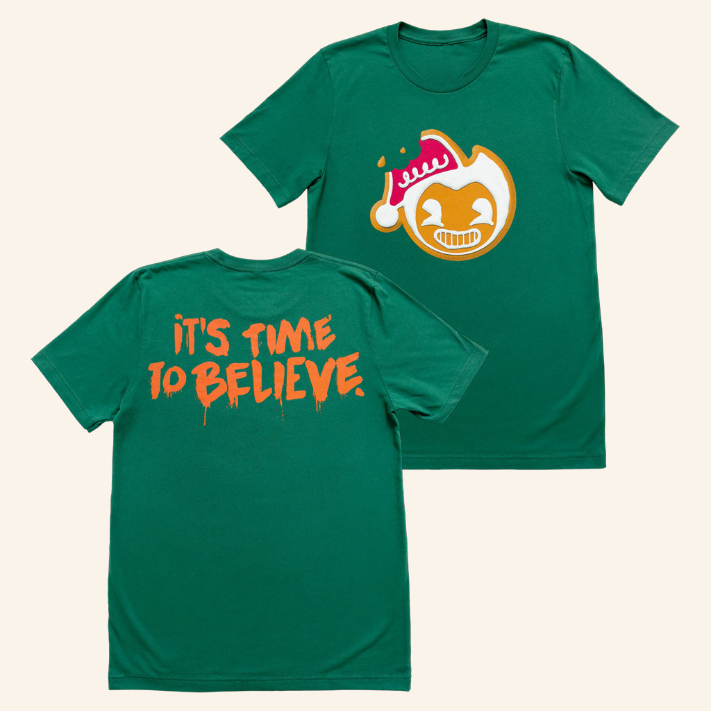 Bendy Merch Bendy Gingerbread T-Shirt It's Time To Believe Shirt Gift Ideas For Boyfriend