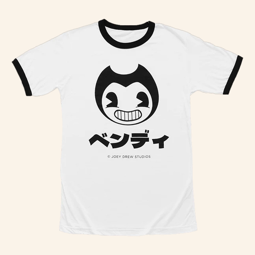 Bendy Merch Bendy Head Katakana Ringer T-Shirt Gift Ideas For Girlfriend