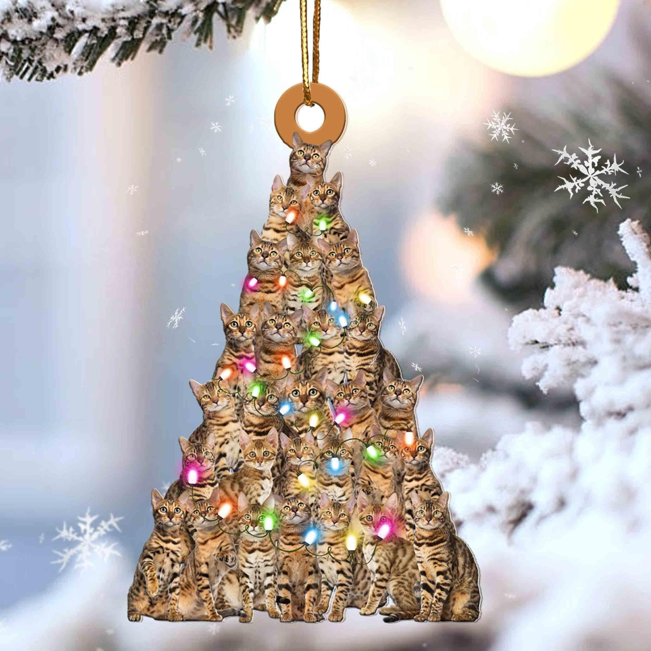 Bengal Cat Christmas Tree Shaped Ornament For Bengal Cat Acrylic Ornaments