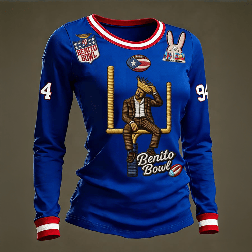Benito Bowl Bad Bunny Long Sleeve Shirt Bad Bunny Super Bowl Apparel Football Gift For Her