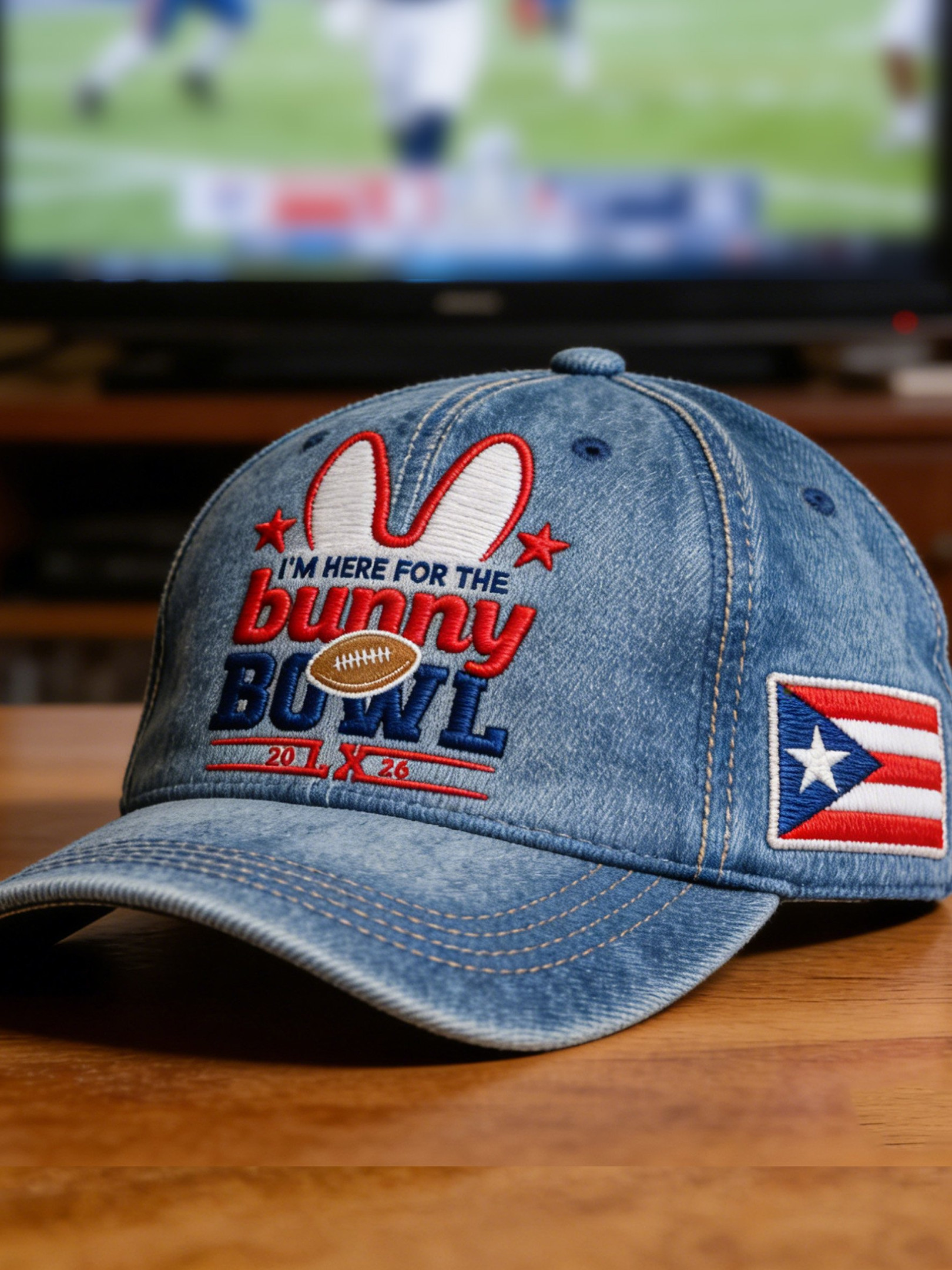 Benito Bowl Hat Bad Bunny Super Bowl Merch 2026 I'm Here For The Bunny Bowl Hat Embroidered