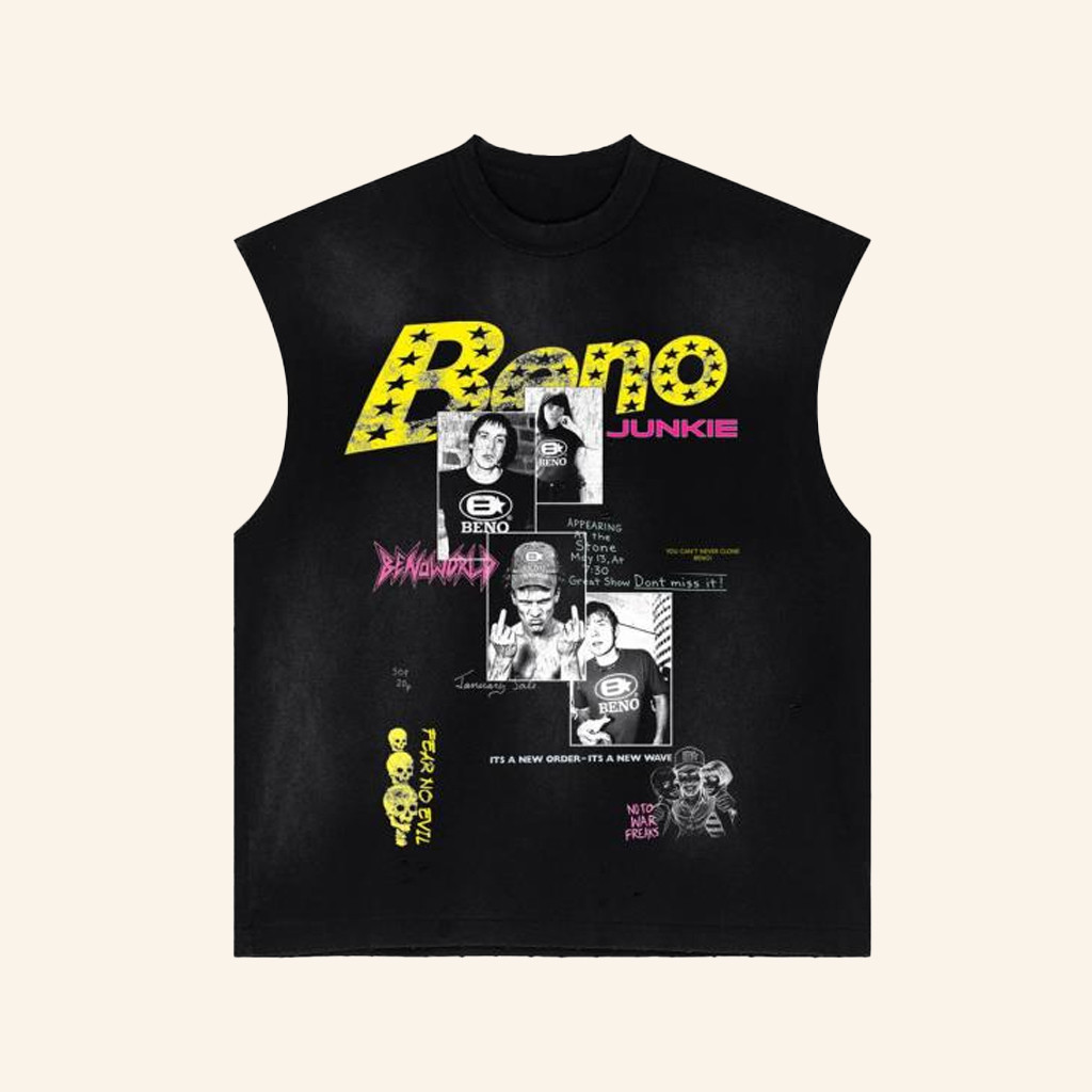 BENO WRLD Merch Beno Junkie Black Muscle Tank Christmas Present For Husband