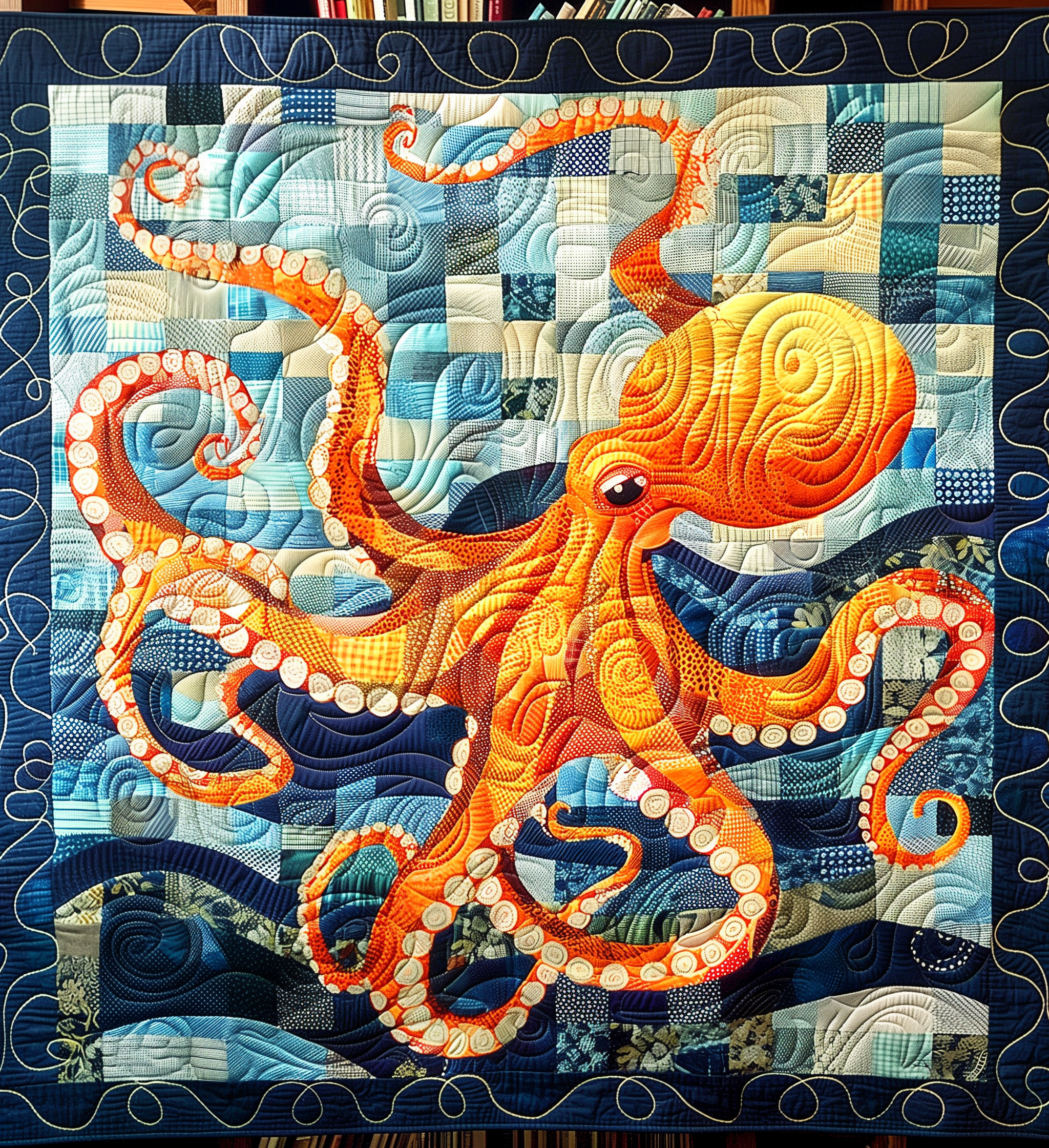 Benthic Beauty Quilted Blanket  Octopus Blanket Cute Gifts For Friends