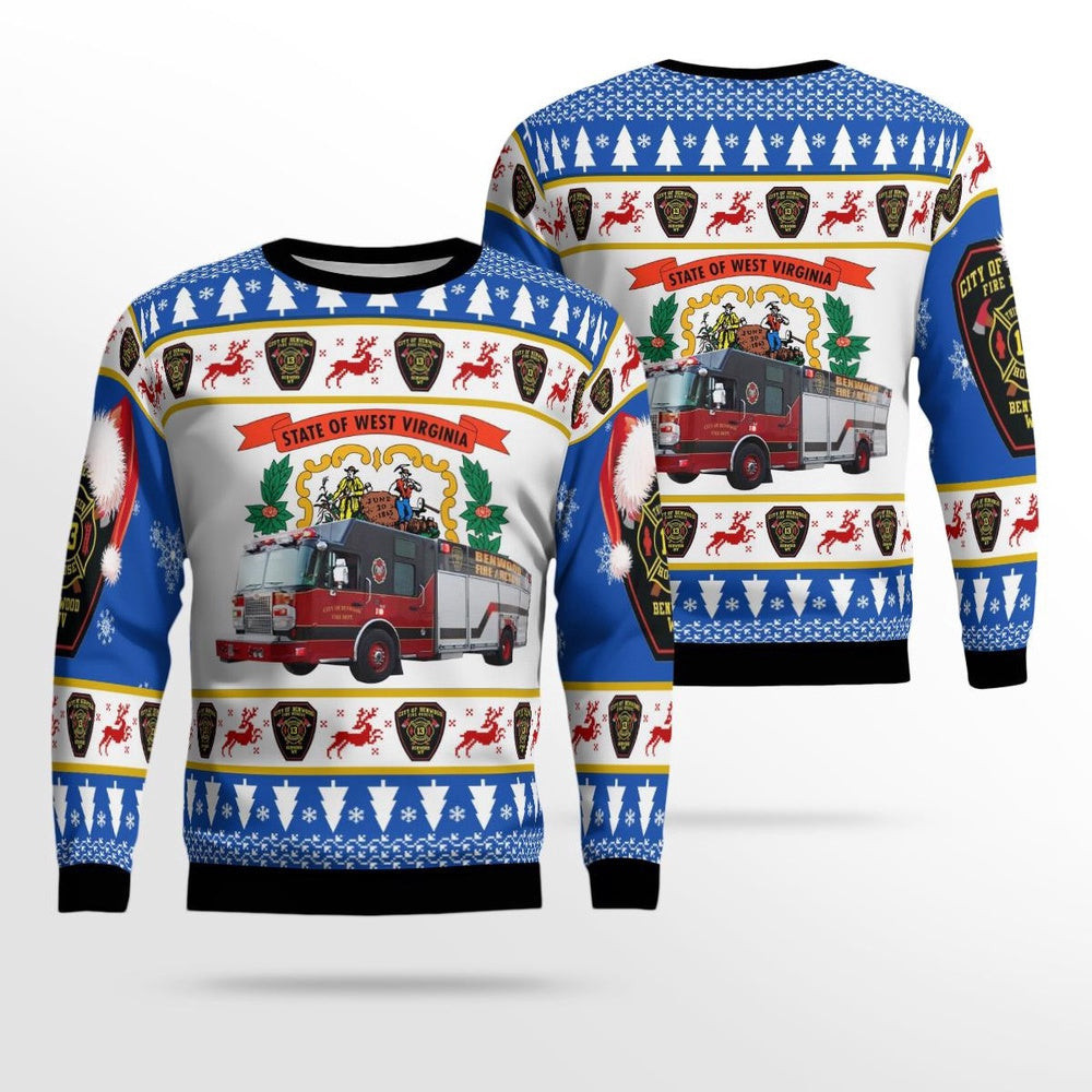 Benwood Marshall County West Virginia Benwood Fire Department Christmas Ugly Sweater Xmas Unisex Sweater Christmas Gifts for Men Women