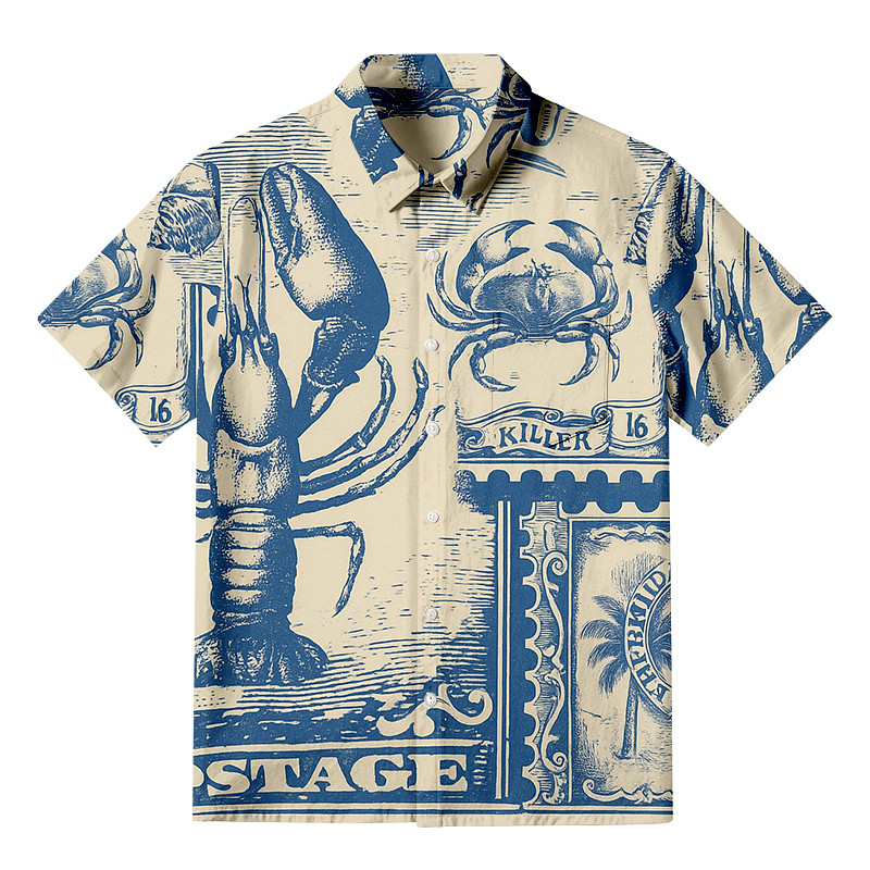 Bermuda Post Button Up Shirt Animal Themed Vintage Style Shirt Gifts For Boyfriend