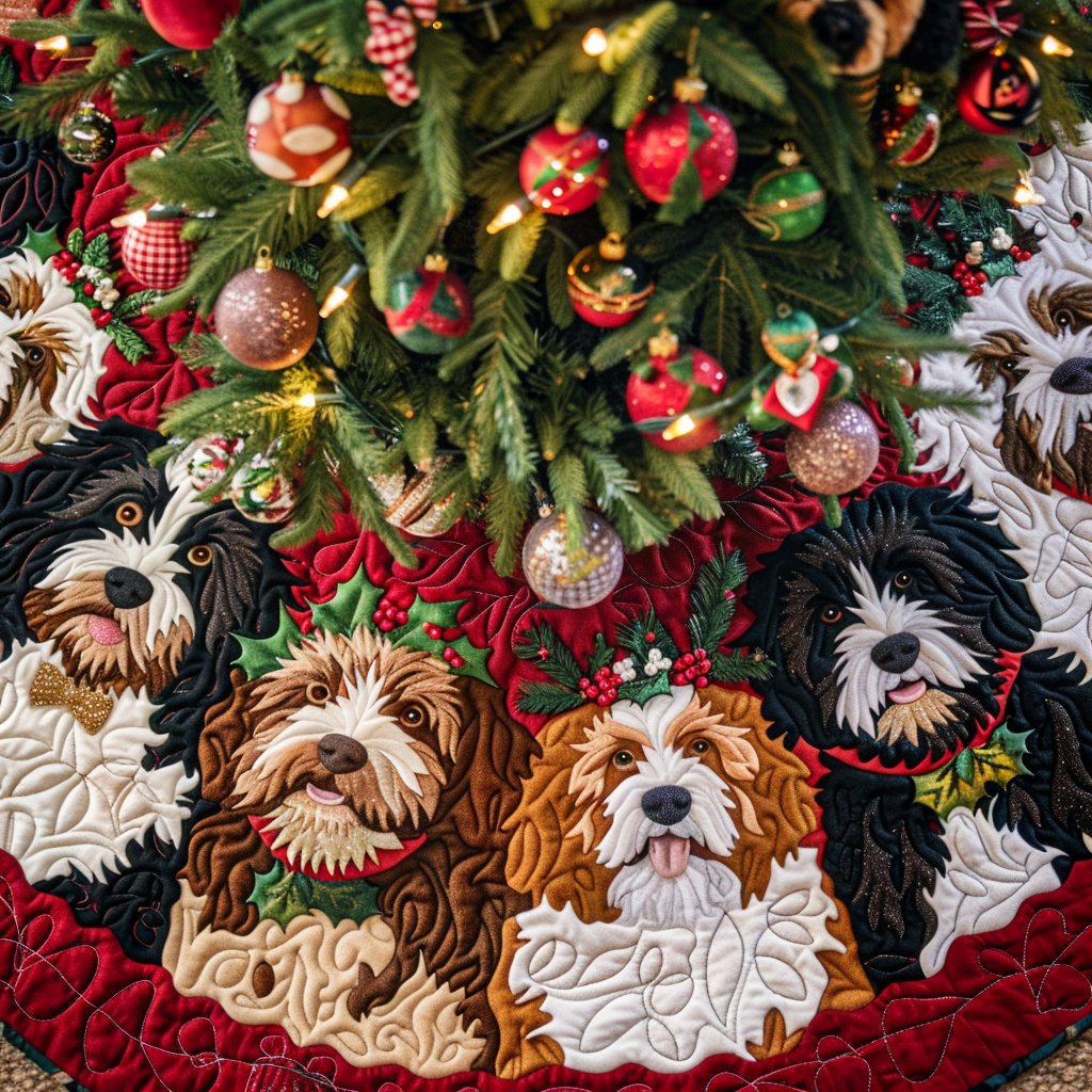 Bernedoodle Christmas Spirit Christmas Quilted Tree Skirt Thoughtful Christmas Tree Skirt Gift Idea