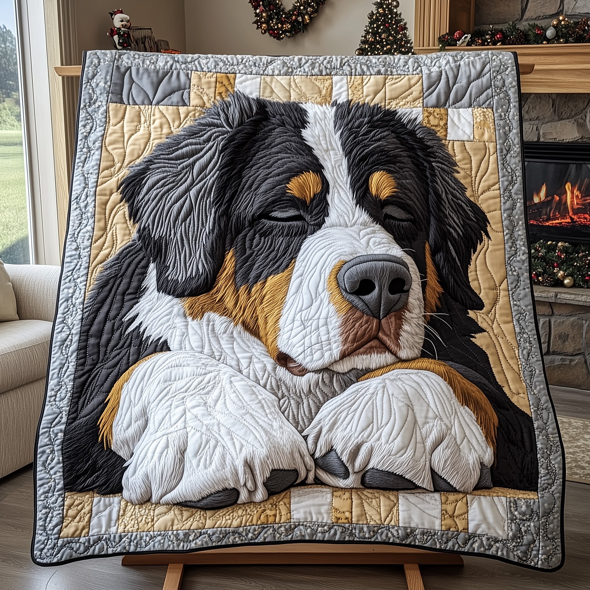 Berner Cozy Nap Quilted Blanket Warm Fleece Dog Gift For Bernese Mountain Dog Lovers