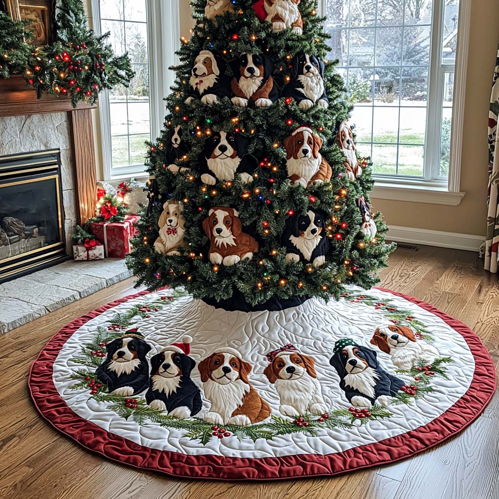 Bernese Blessing Quilted Christmas Tree Skirt Magical Christmas Tree Skirt to Impress Guests