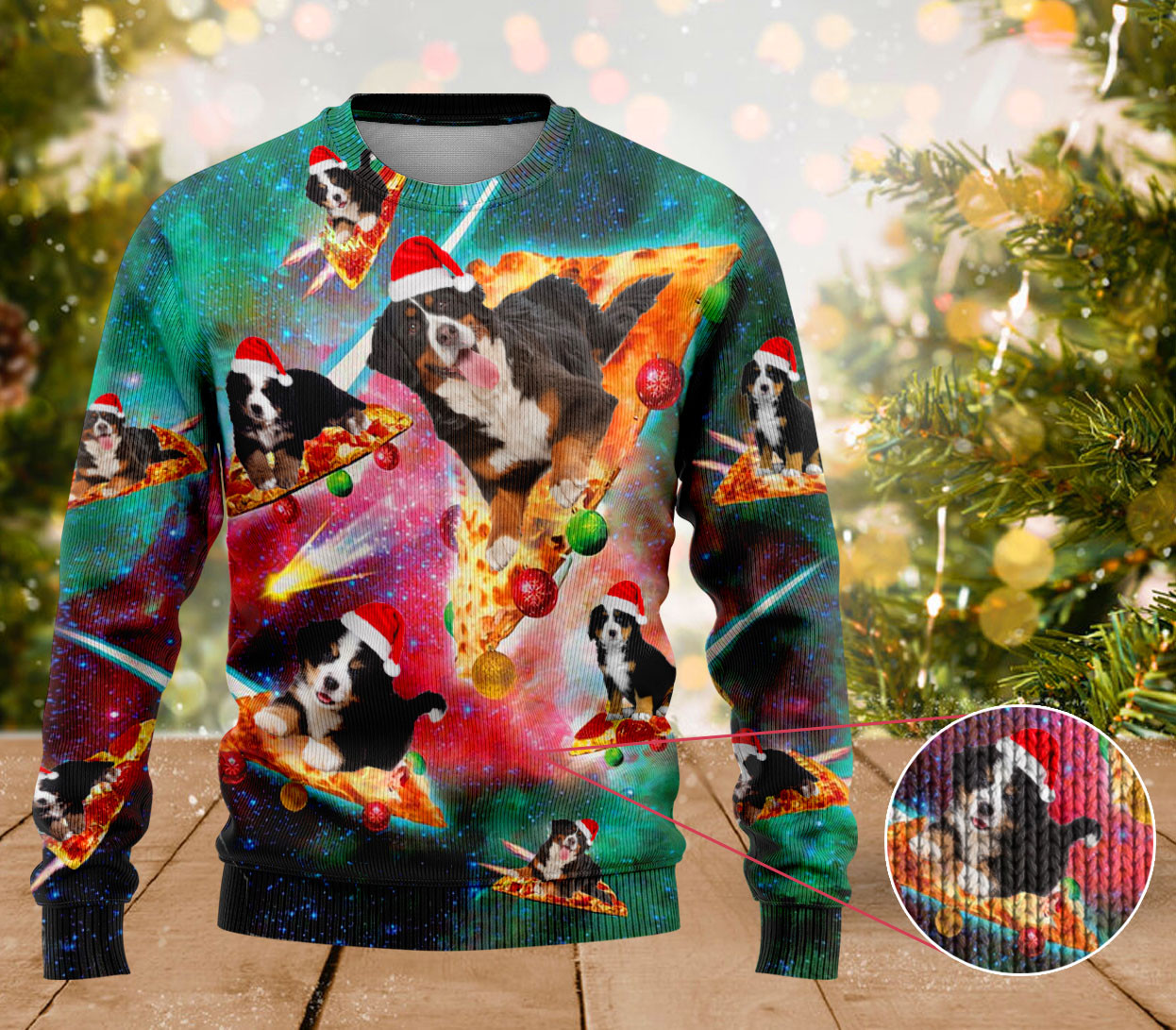 Bernese Dog Pizza Ugly Sweater Cute Ugly Christmas Sweater Best Gifts For Dog Lovers