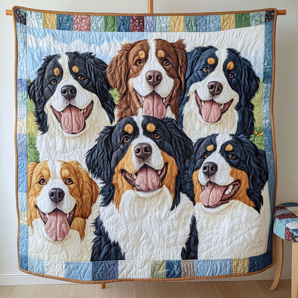 Bernese Fields of Joy Quilted Blanket Gifts For Dog Lovers