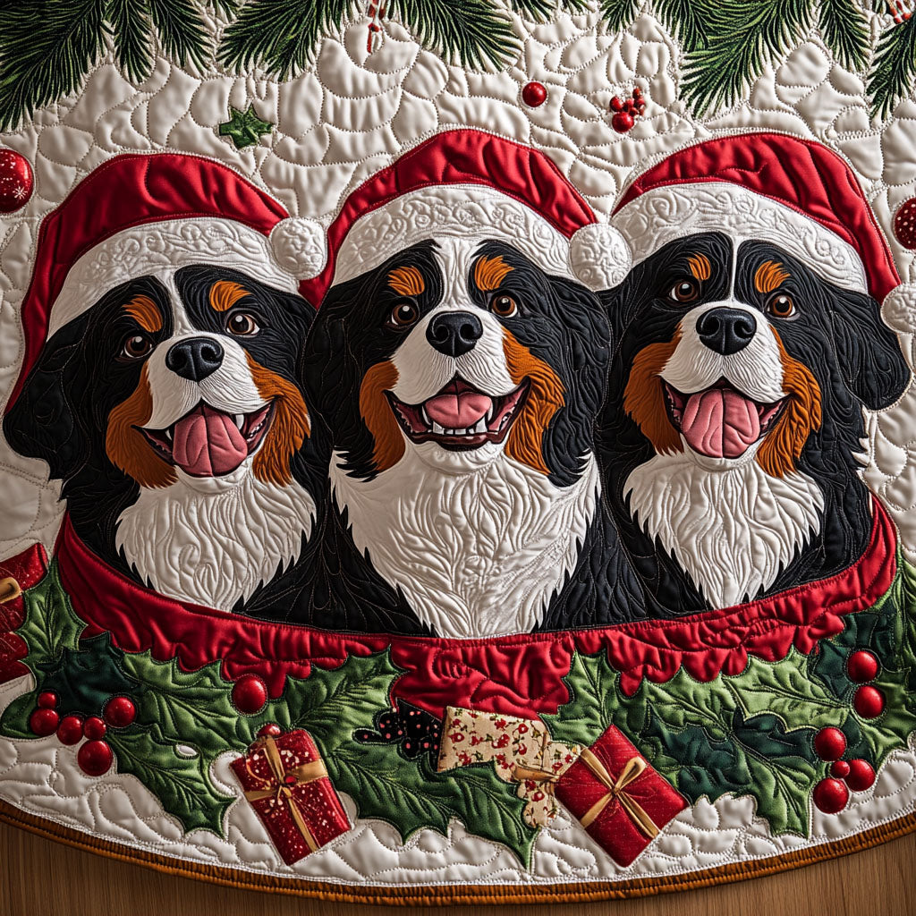 Bernese Guardian Quilted Christmas Tree Skirt Festive Christmas Home Styling