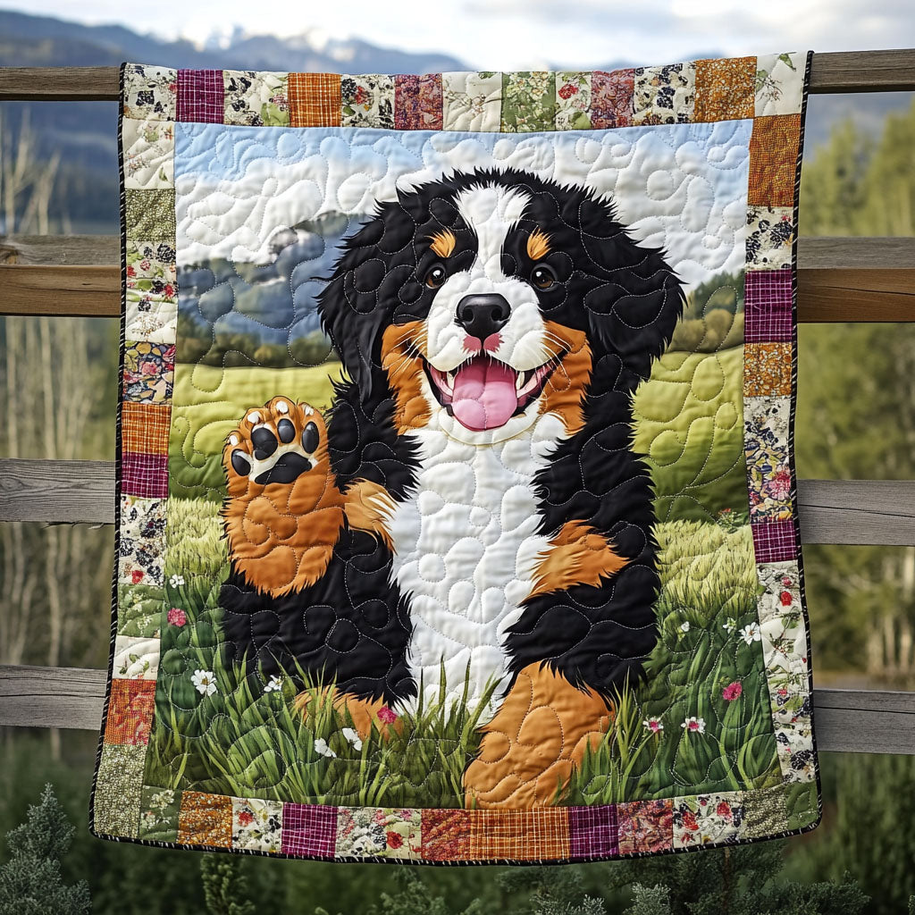 Bernese in Bloom Quilted Blanket Gifts For Dog Lovers