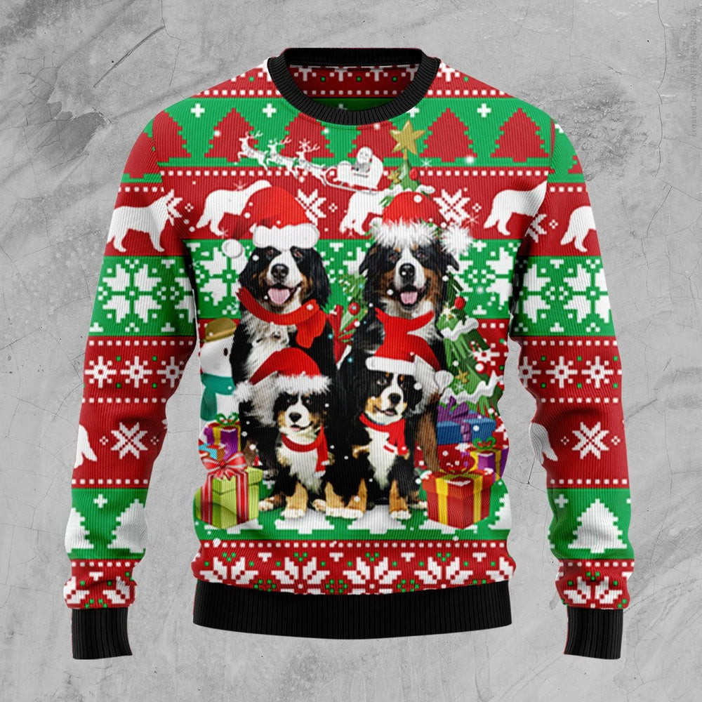 Bernese Mountain Dog Family Ugly Christmas Sweater Christmas Gift