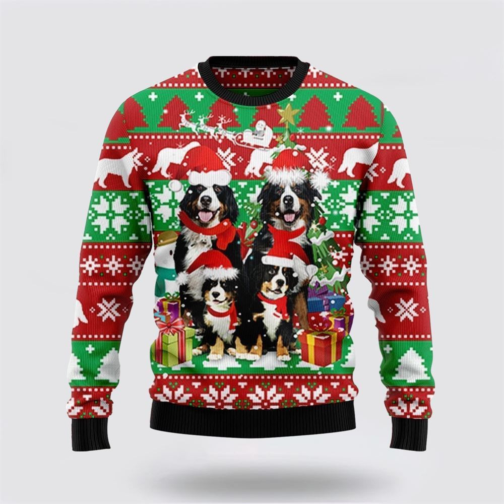 Bernese Mountain Dog Family Ugly Christmas Sweater Christmas Gift For Dog Love Christmas Gift Idea
