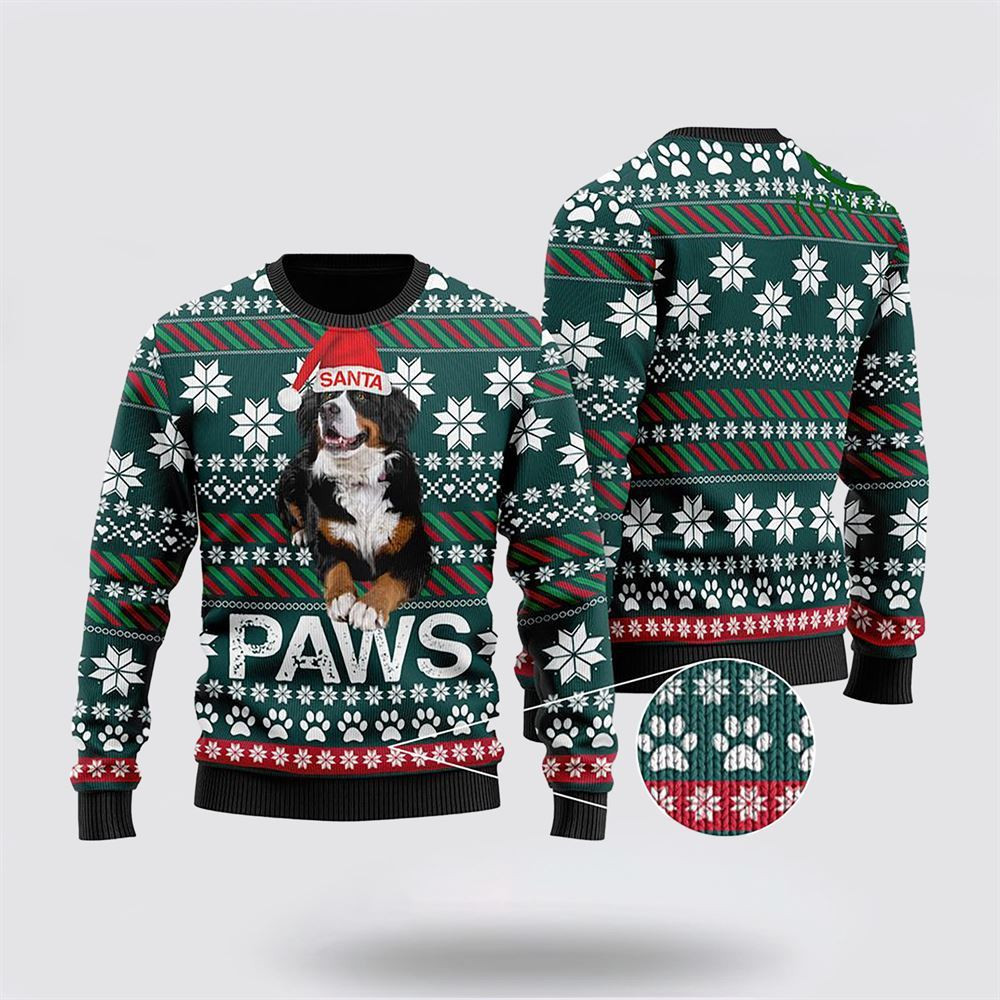 Bernese Mountain Dog Santa Printed Christmas Ugly Sweater Christmas Gift For Dog Love