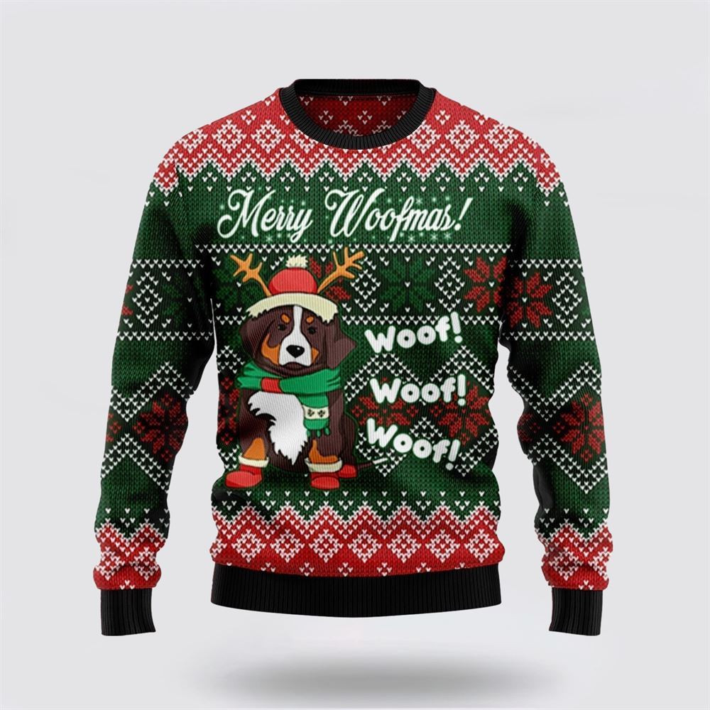 Bernese Mountain Dog Woofmas Ugly Christmas Sweater Christmas Gift For Dog Love Christmas Gift Idea