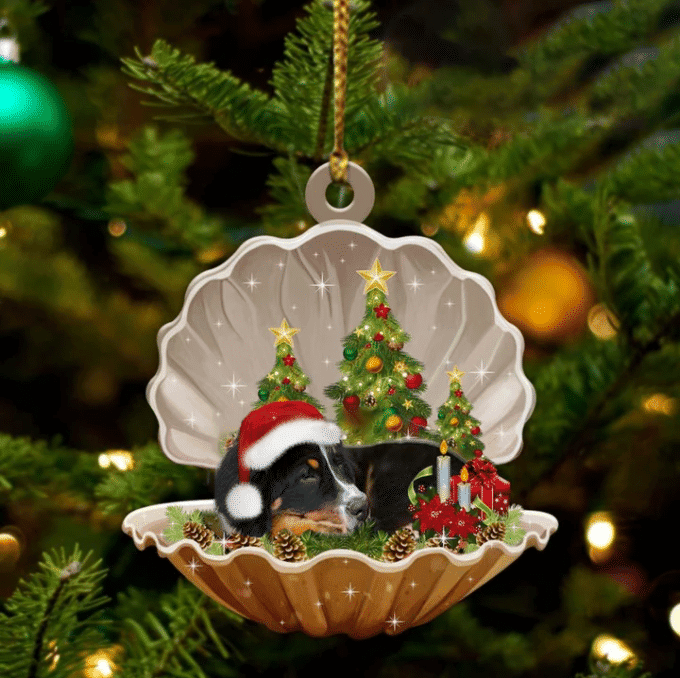 Bernese Mountain Dog3 Sleeping in Pearl Dog Christmas Ornament Flat Acrylic