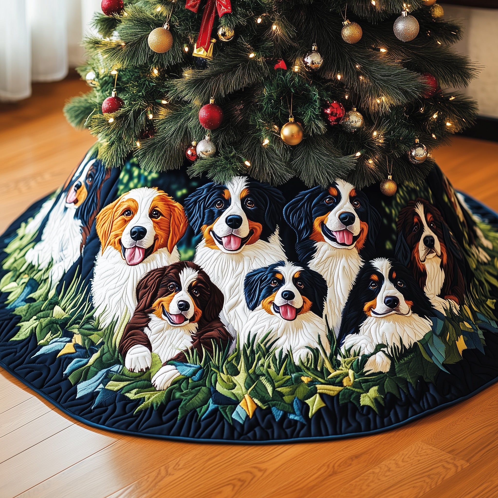 Bernese Mountain Quilted Tree Skirt Merch For Her