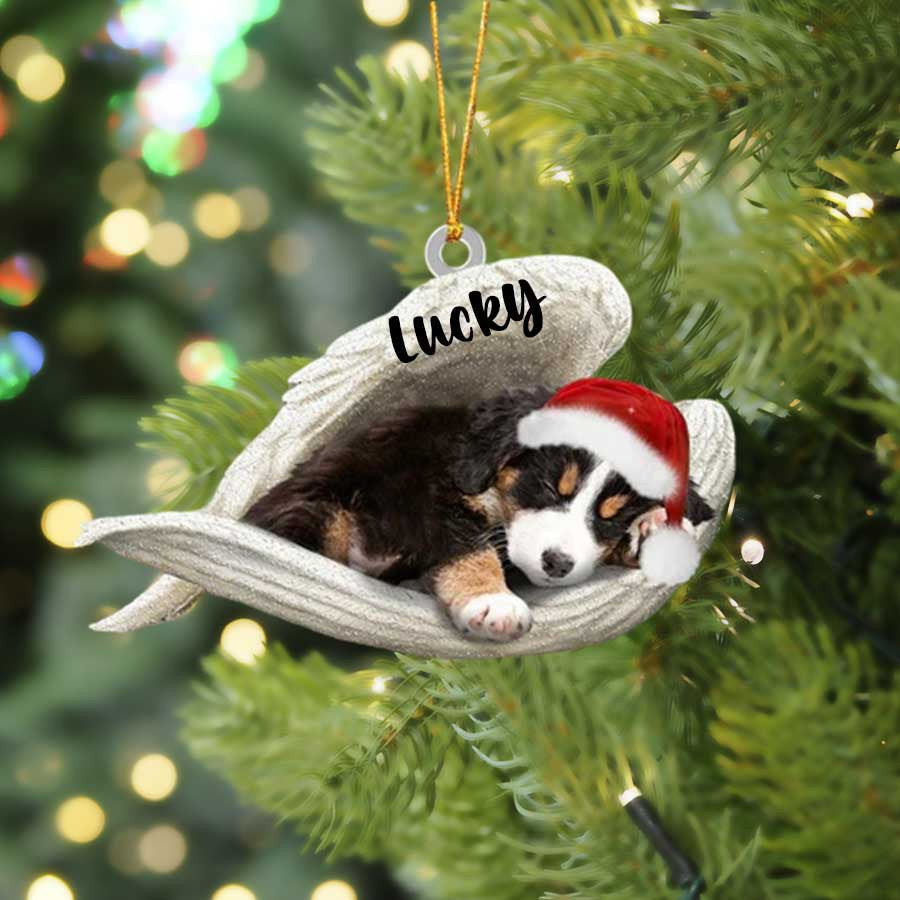 Bernese Mountain Sleeping Angel Christmas Flat Acrylic Dog Ornament Memorial Dog Gift