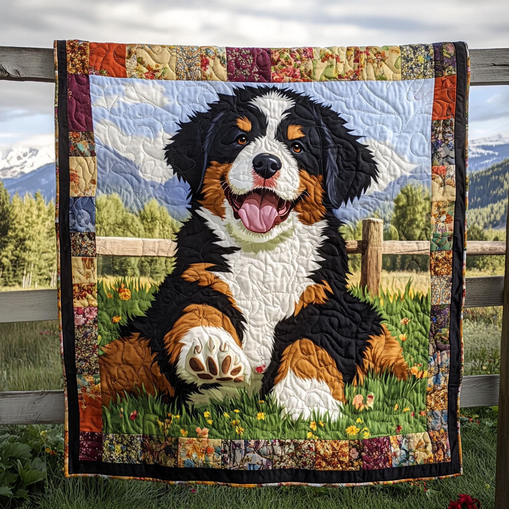 Bernese Mountain Sunrise Quilted Blanket Gifts For Dog Lovers