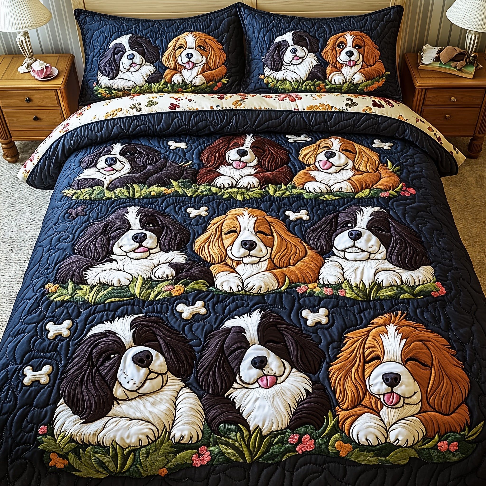 Bernese Quilted Bedding Set Duvet Cover Bed Sheet Great Gifts For New Dog Owners