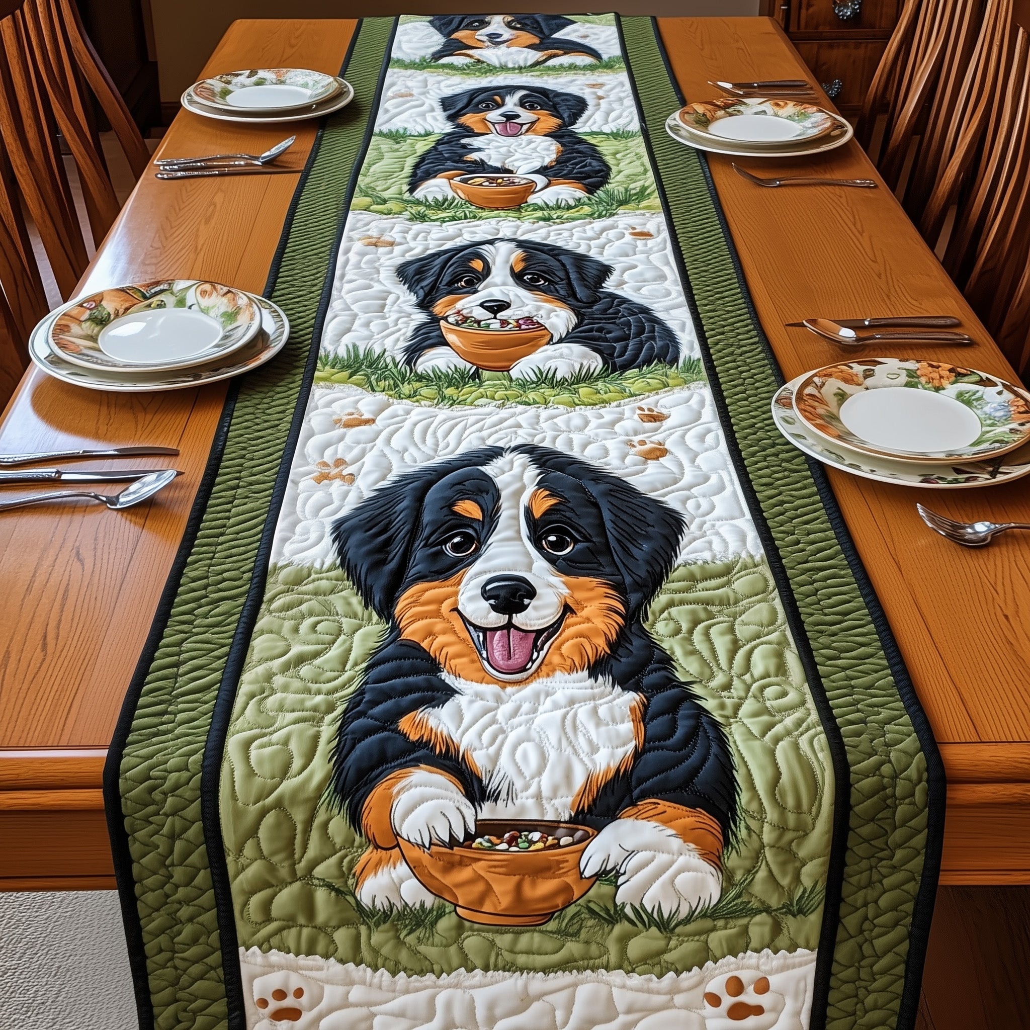 Bernese Quilted Table Runner Christmas Dining Room Table Runner