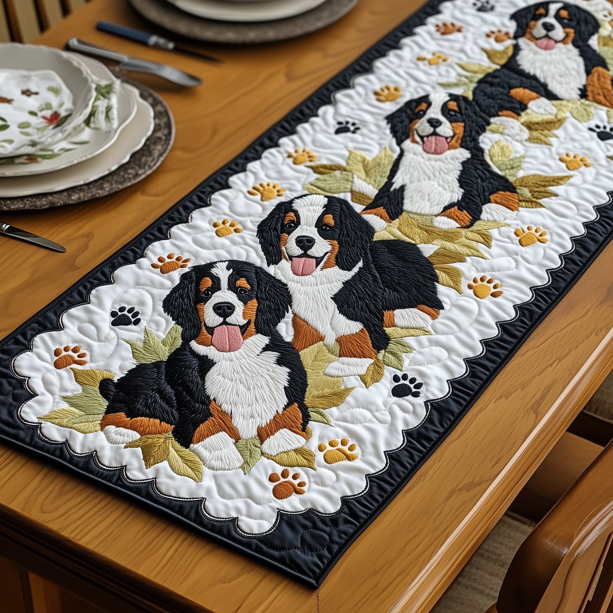 Bernese Quilted Table Runner Christmas Table Runner for Family Meals
