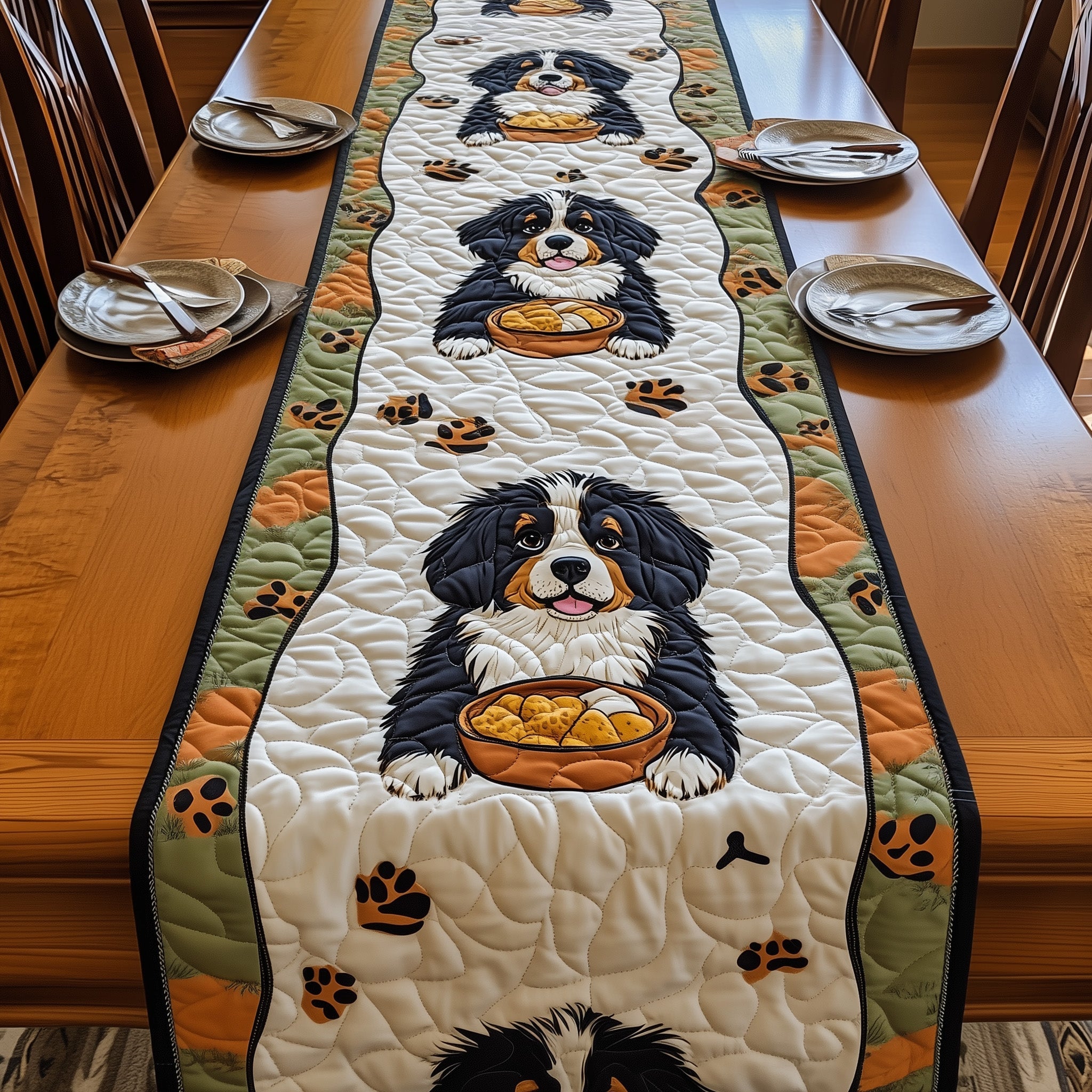 Bernese Quilted Table Runner Christmas Theme Table Runner