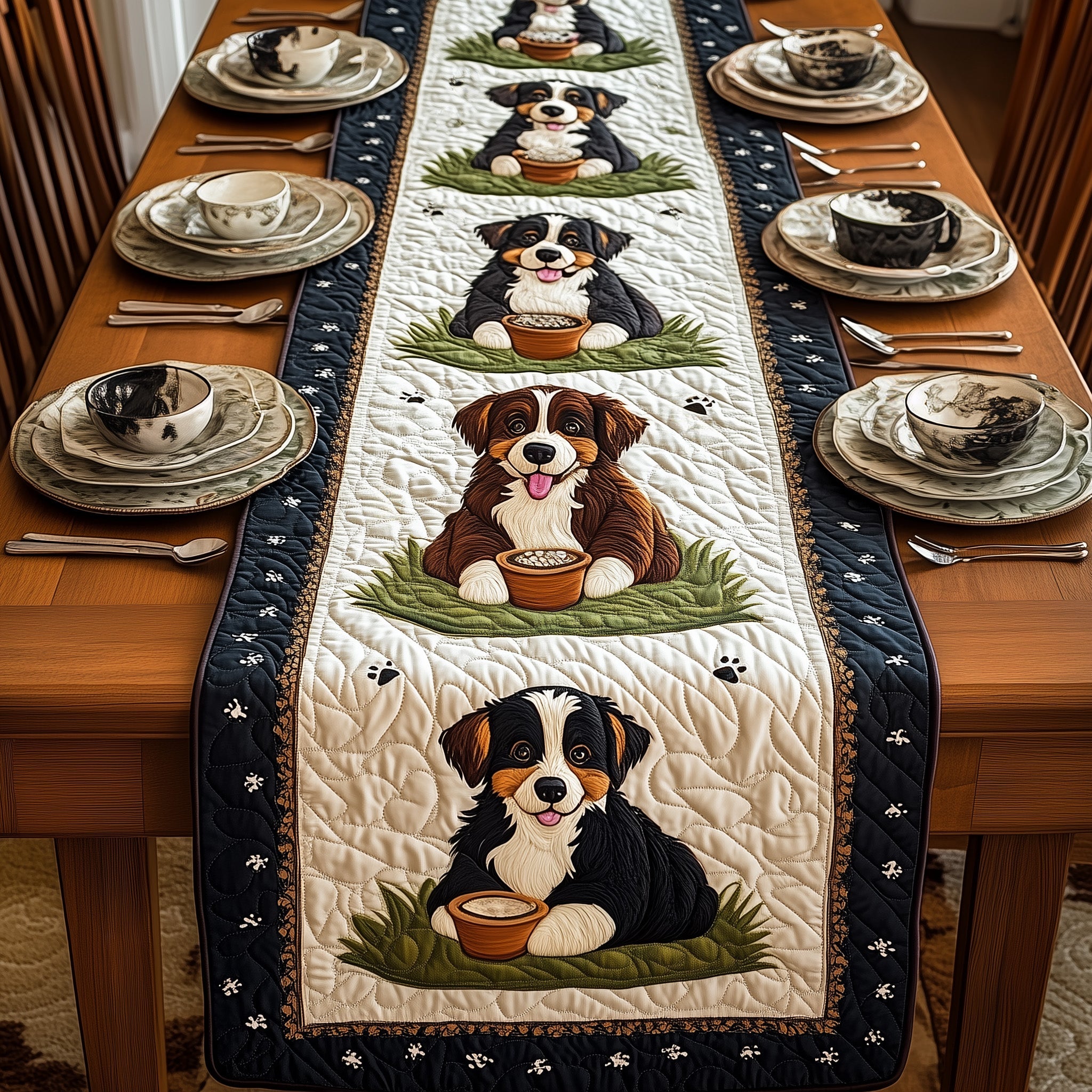 Bernese Quilted Table Runner Cozy Winter Table Runner for Home