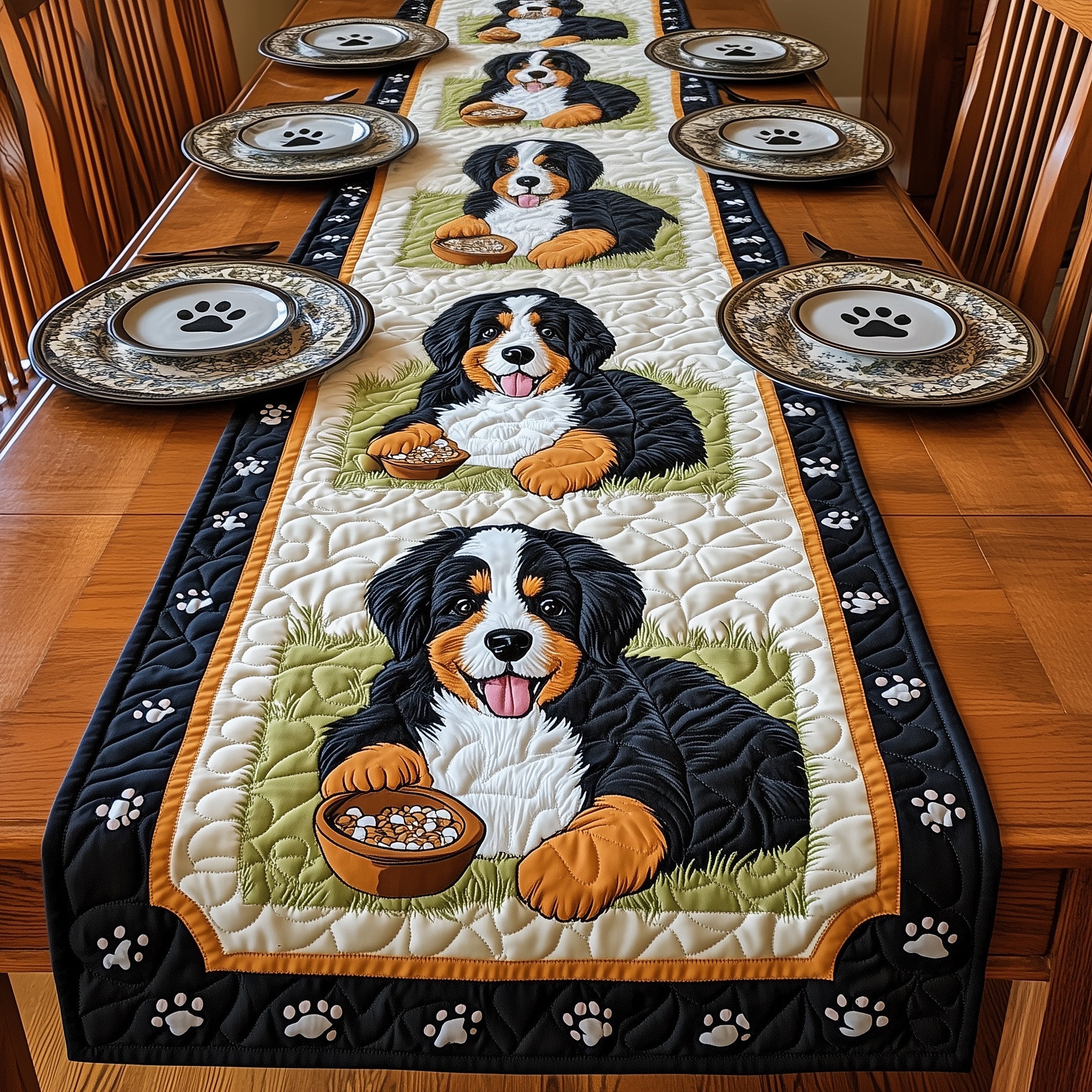 Bernese Quilted Table Runner Festive Holiday Table Runner Decor