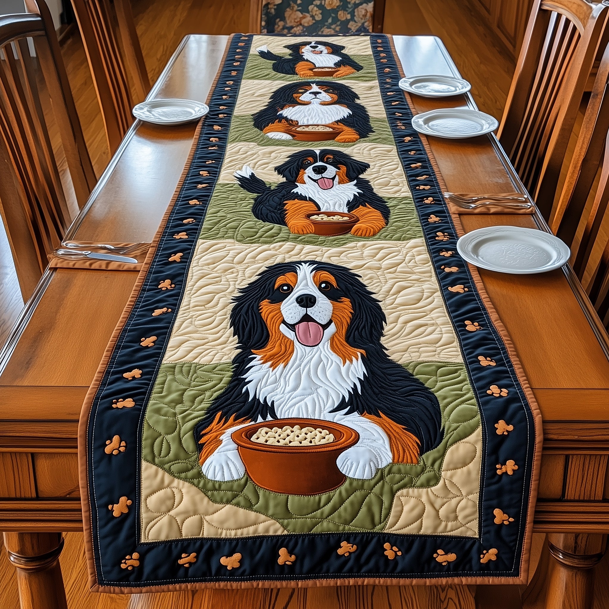 Bernese Quilted Table Runner Festive Table Runner for Dining Table