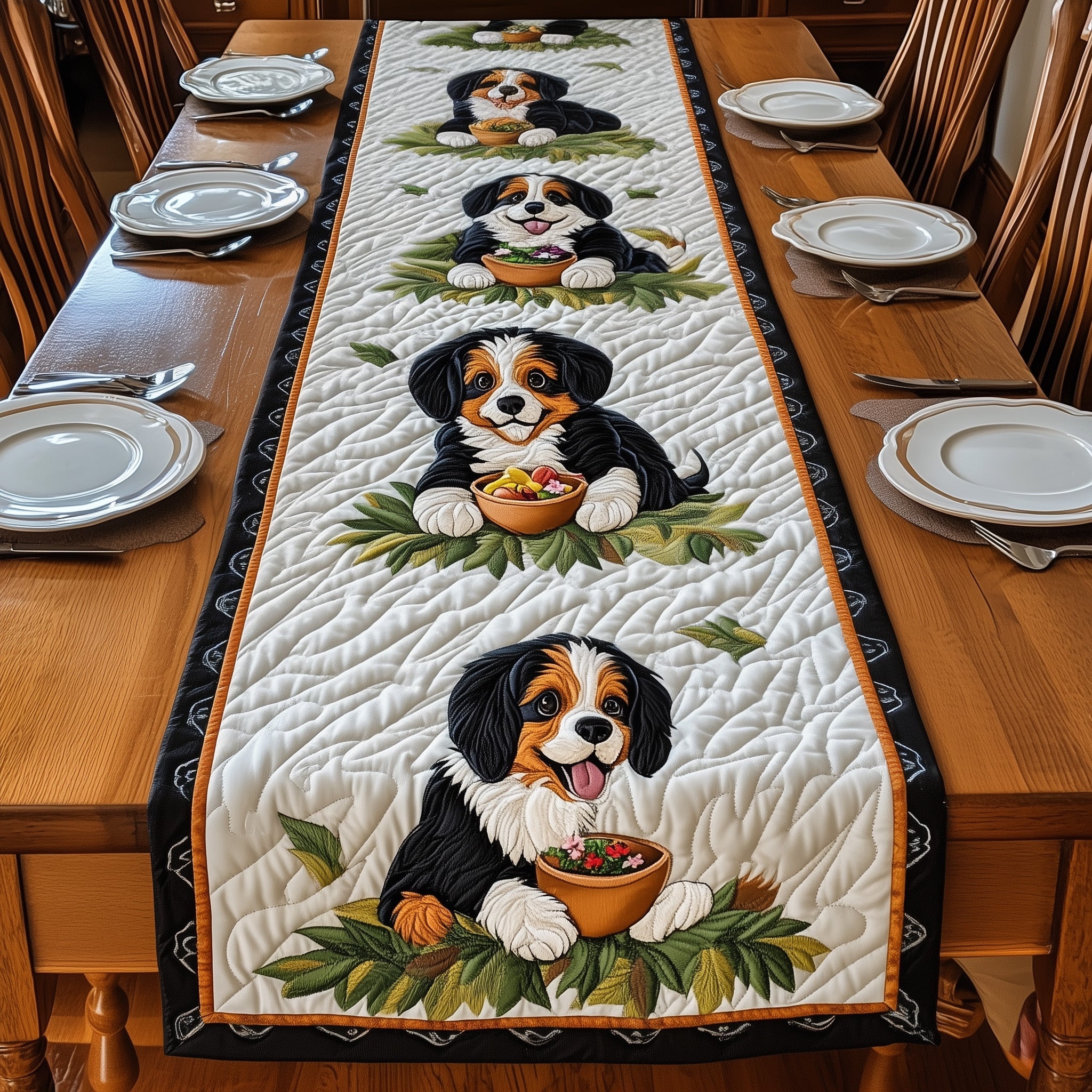 Bernese Quilted Table Runner Holiday Banquet Table Runner